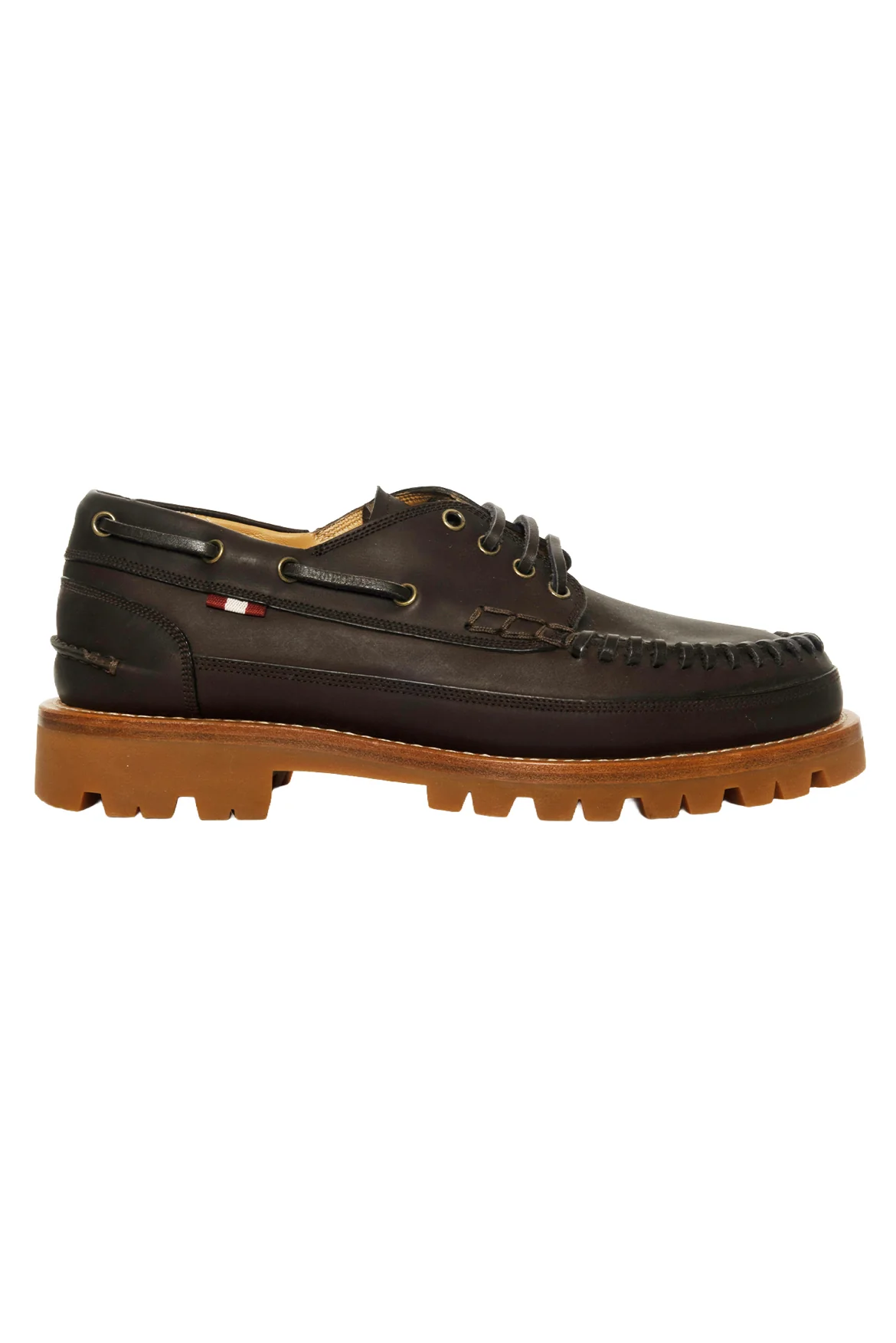 Bally Size 41 Leather Whipstitch Trim Boat Shoes