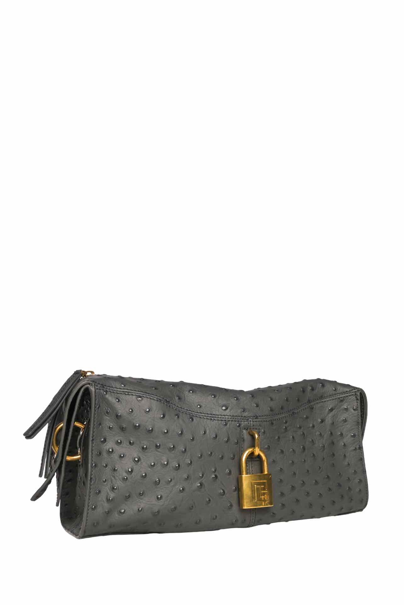 Balmain Pulse Ostrich-Effect Leather Shoulder Bag - Image 2