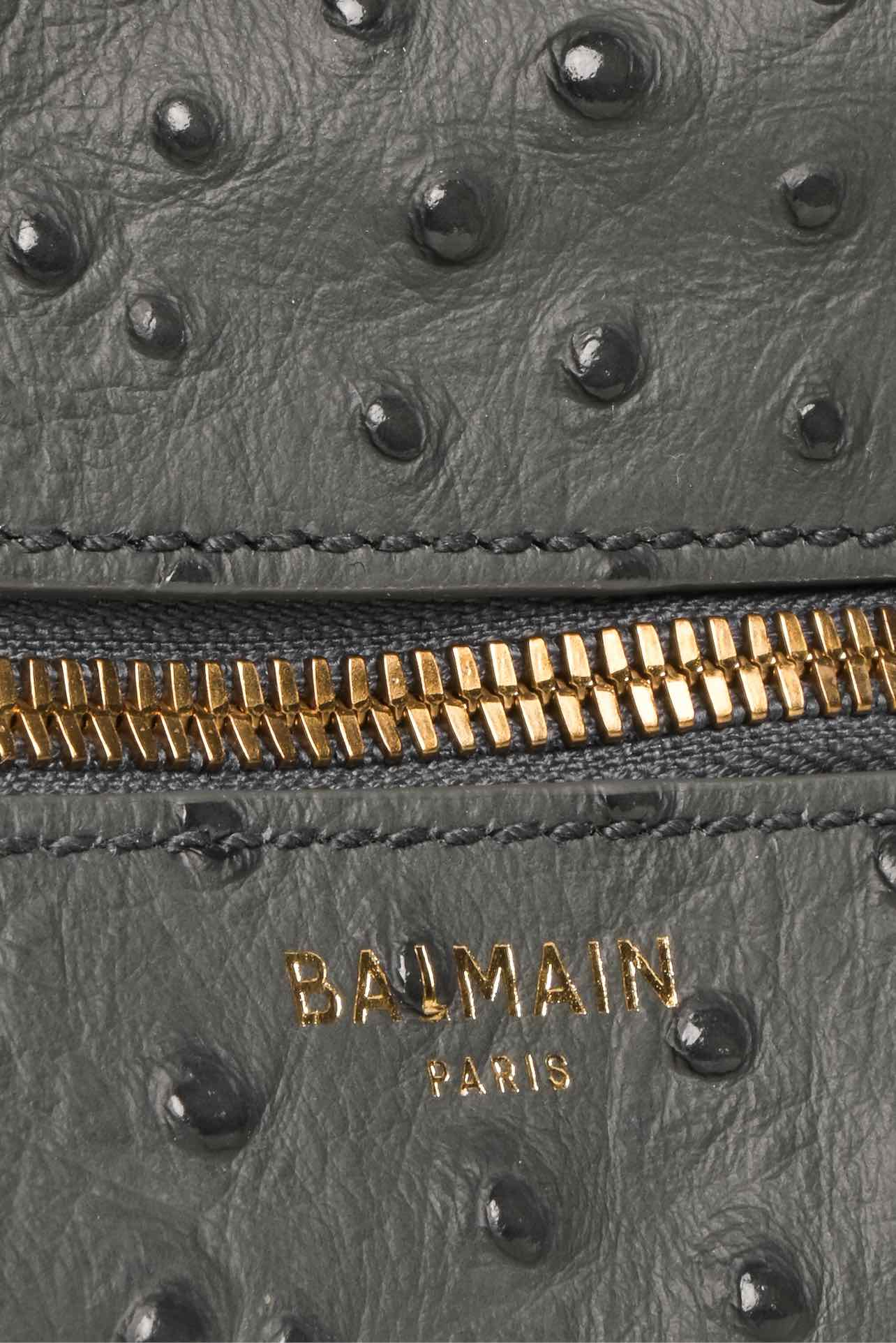 Balmain Pulse Ostrich-Effect Leather Shoulder Bag - Image 7