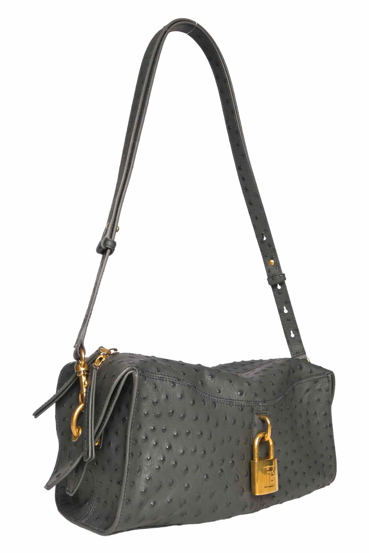 Balmain Pulse Ostrich-Effect Leather Shoulder Bag - Image 8