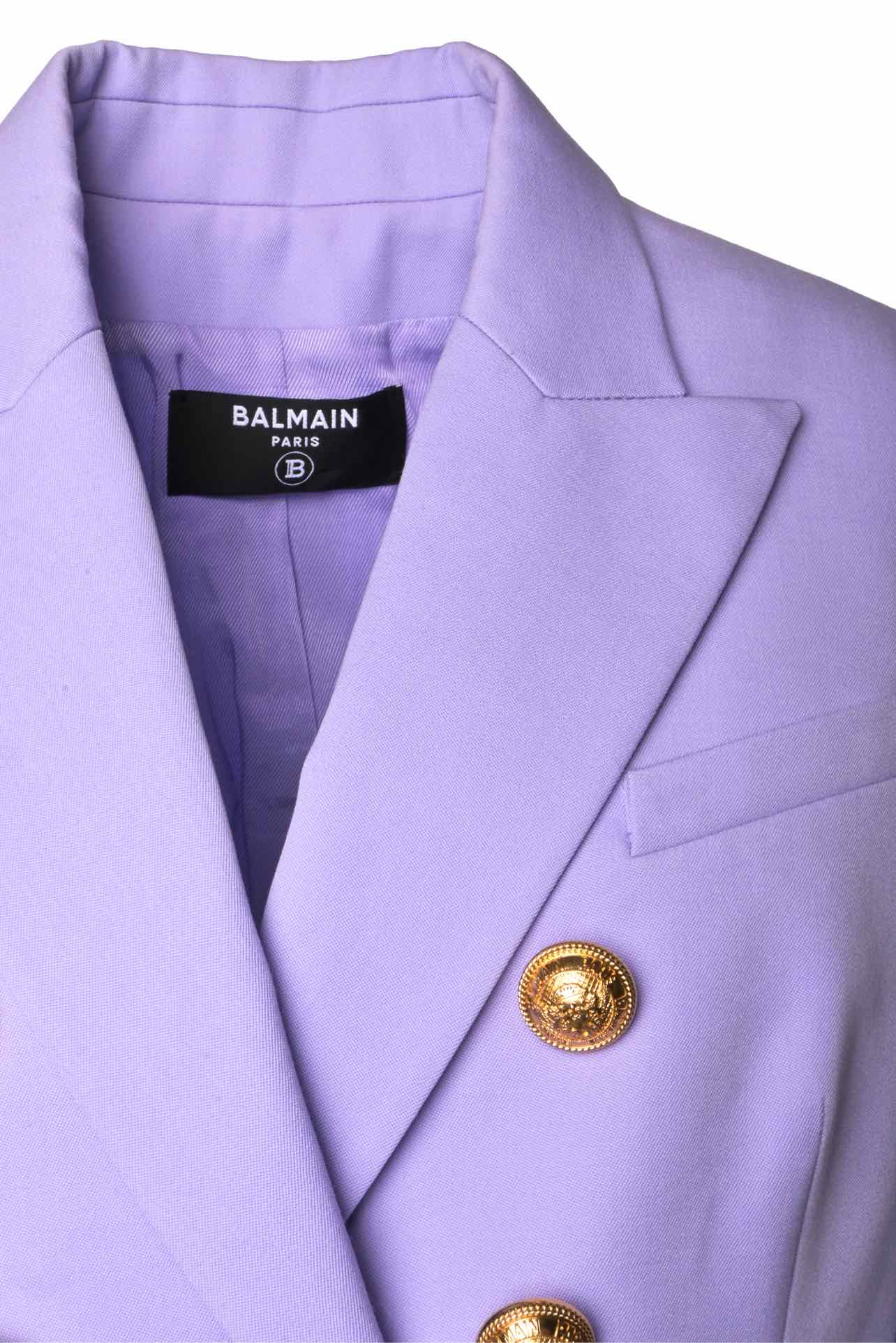 Balmain Size 12 Wool Double-Breasted Blazer - Image 3
