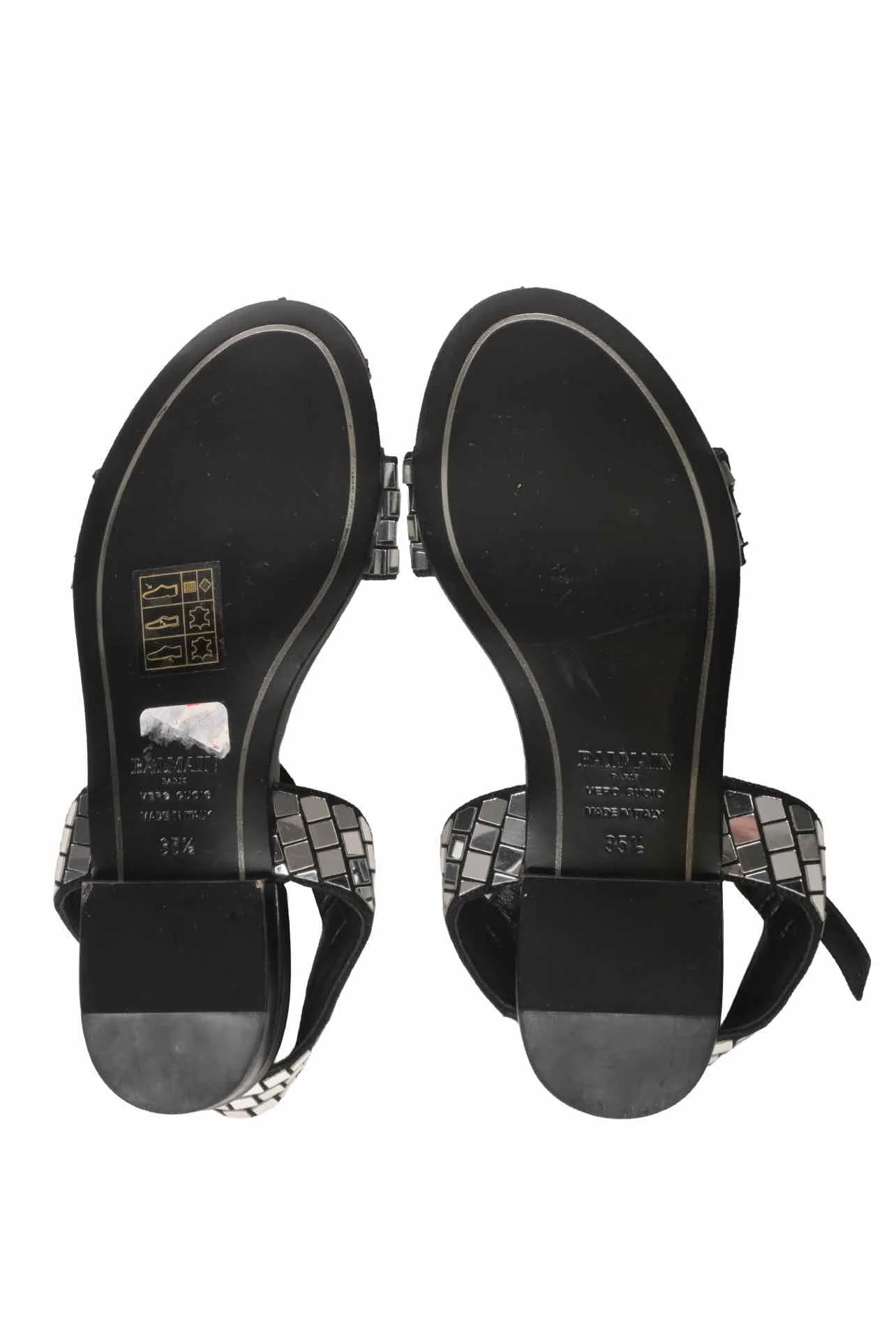 Balmain Size 35.5 Leather Ankle Strap Embellished Sandals - Image 5