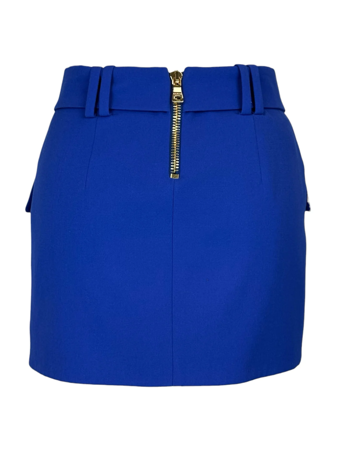 Balmain Size 36 B Logo Wrap Effect Wool Mini Skirt - Image 2