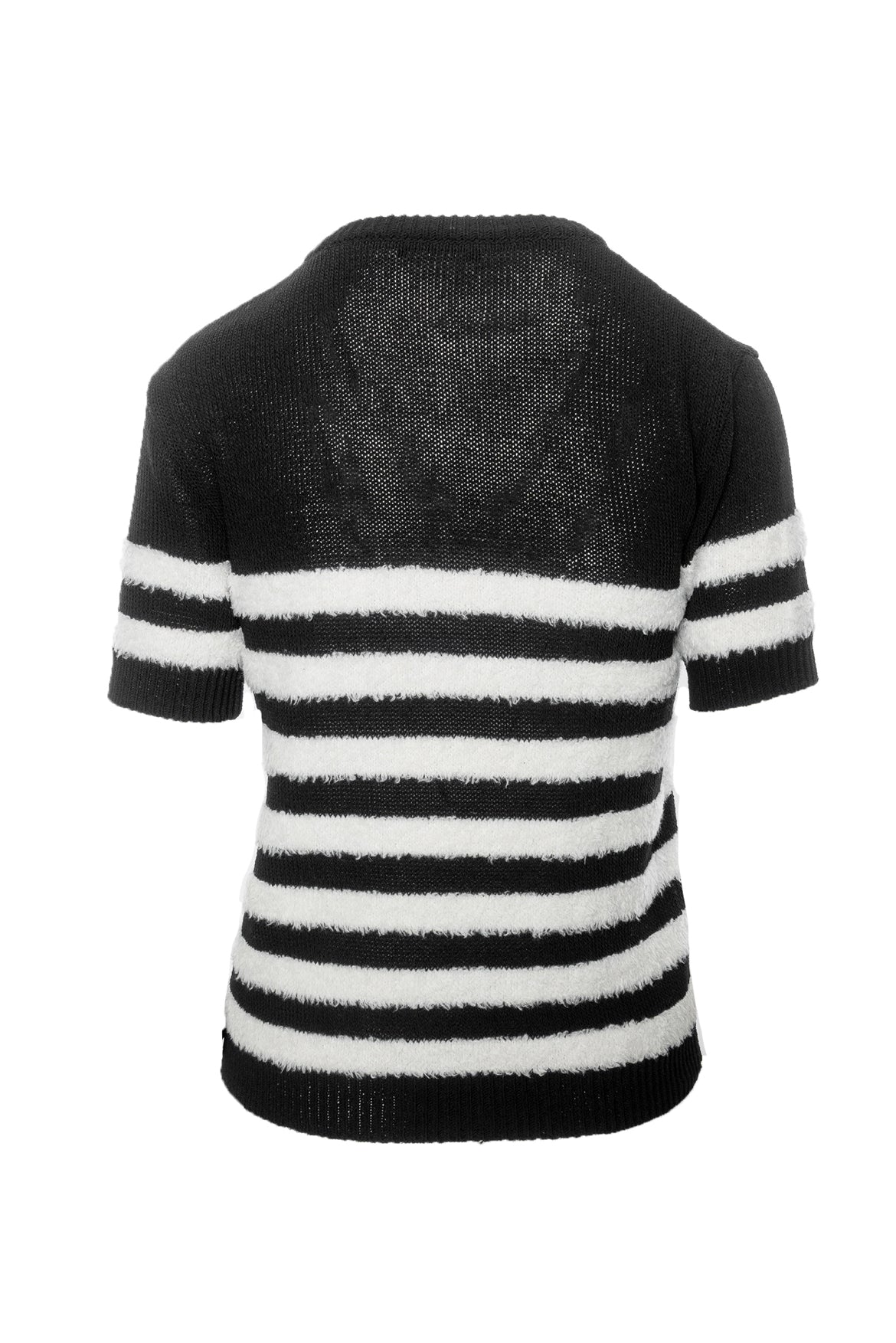Balmain Size 36 Striped Pattern Short Sleeve Sweater - Image 2