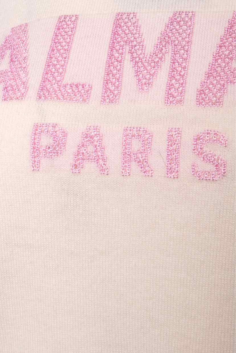 Balmain Size 38 Logo Intarsia Knitted Cropped Sweater - Image 3