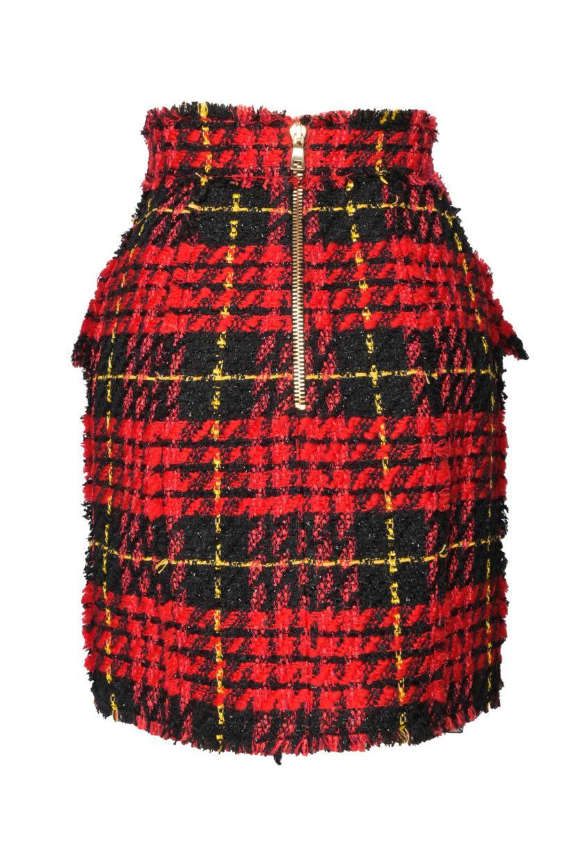 Balmain Size 40 6 Button Tweed Mini Skirt - Image 2