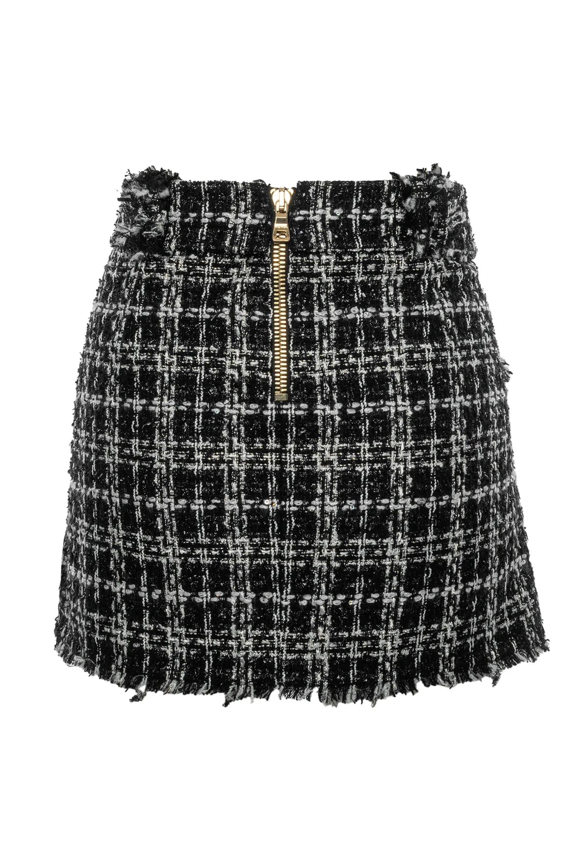Balmain Size 42 Belted Lurex Tweed Mini Skirt - Image 2