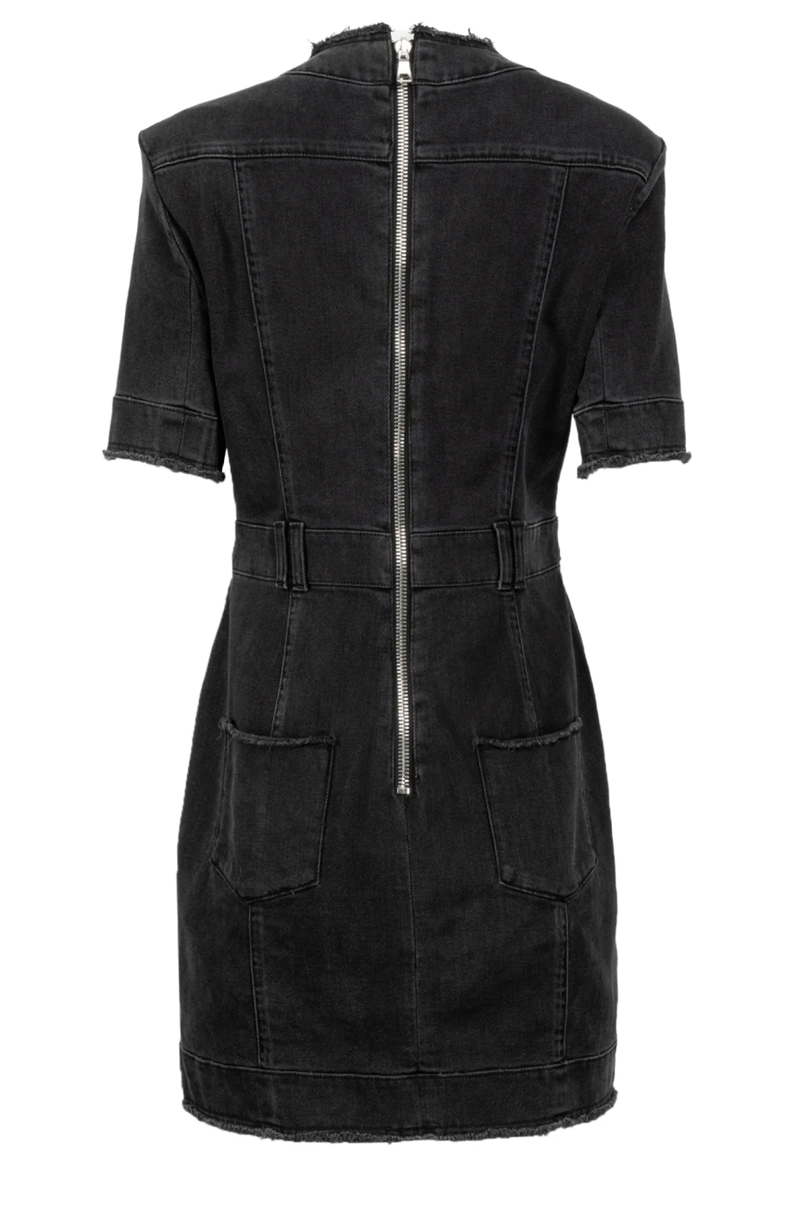 Balmain Size 42 Mock Neck Distressed Denim Dress - Image 2