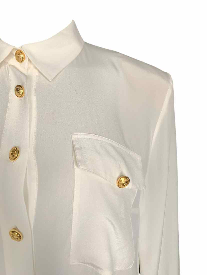Balmain Size 44 Crepe De Chine Silk Blouse - Image 3