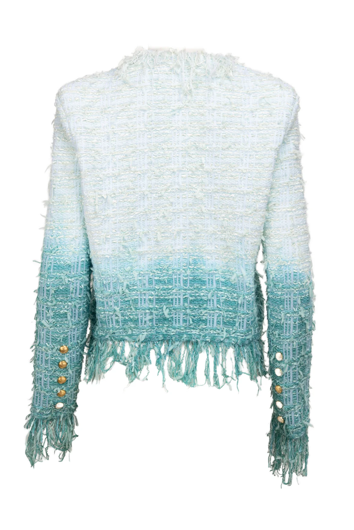 Balmain Size M/L Fringe Dip Dye Tweed Jacket - Image 2