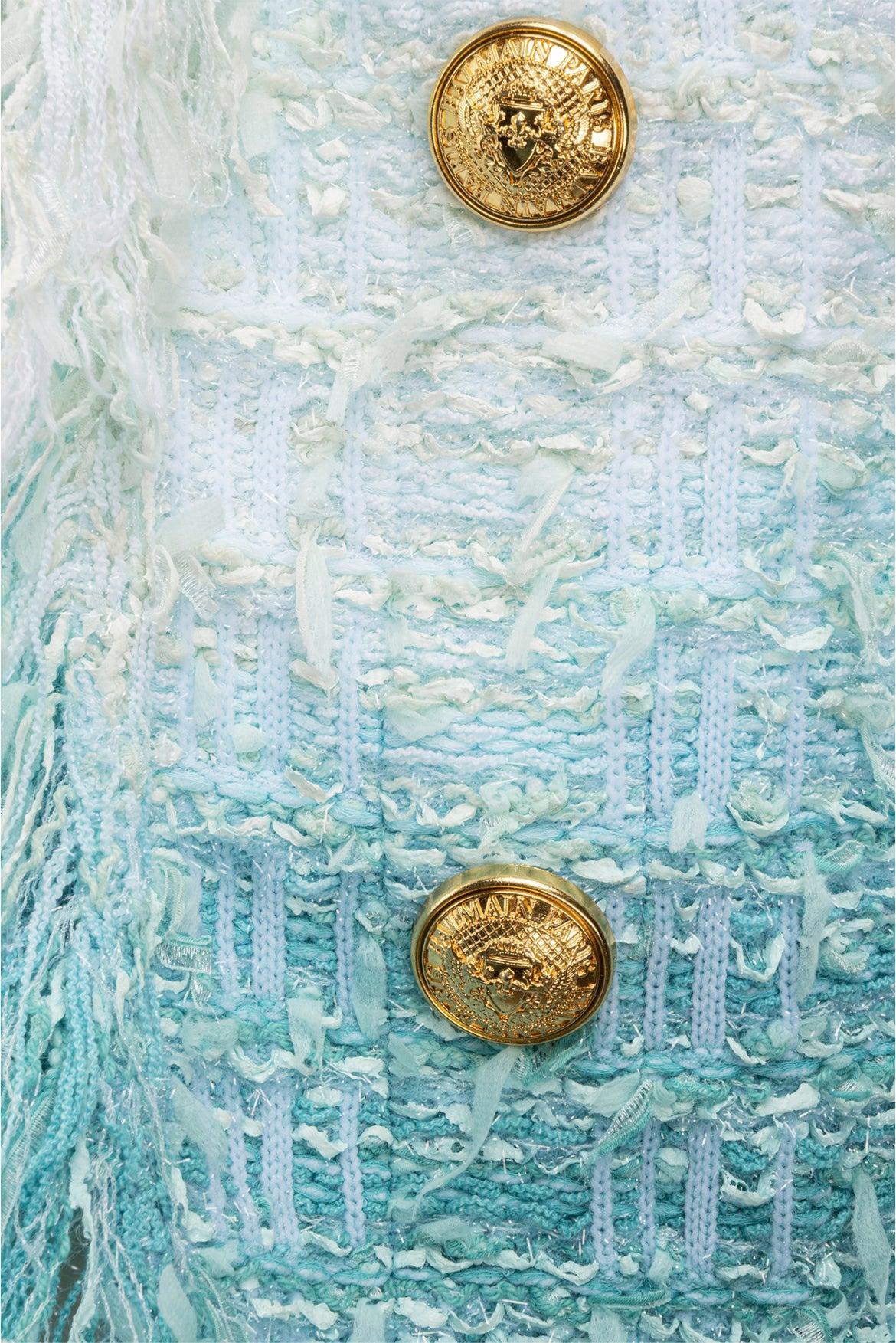 Balmain Size M/L Fringe Dip Dye Tweed Jacket - Image 3