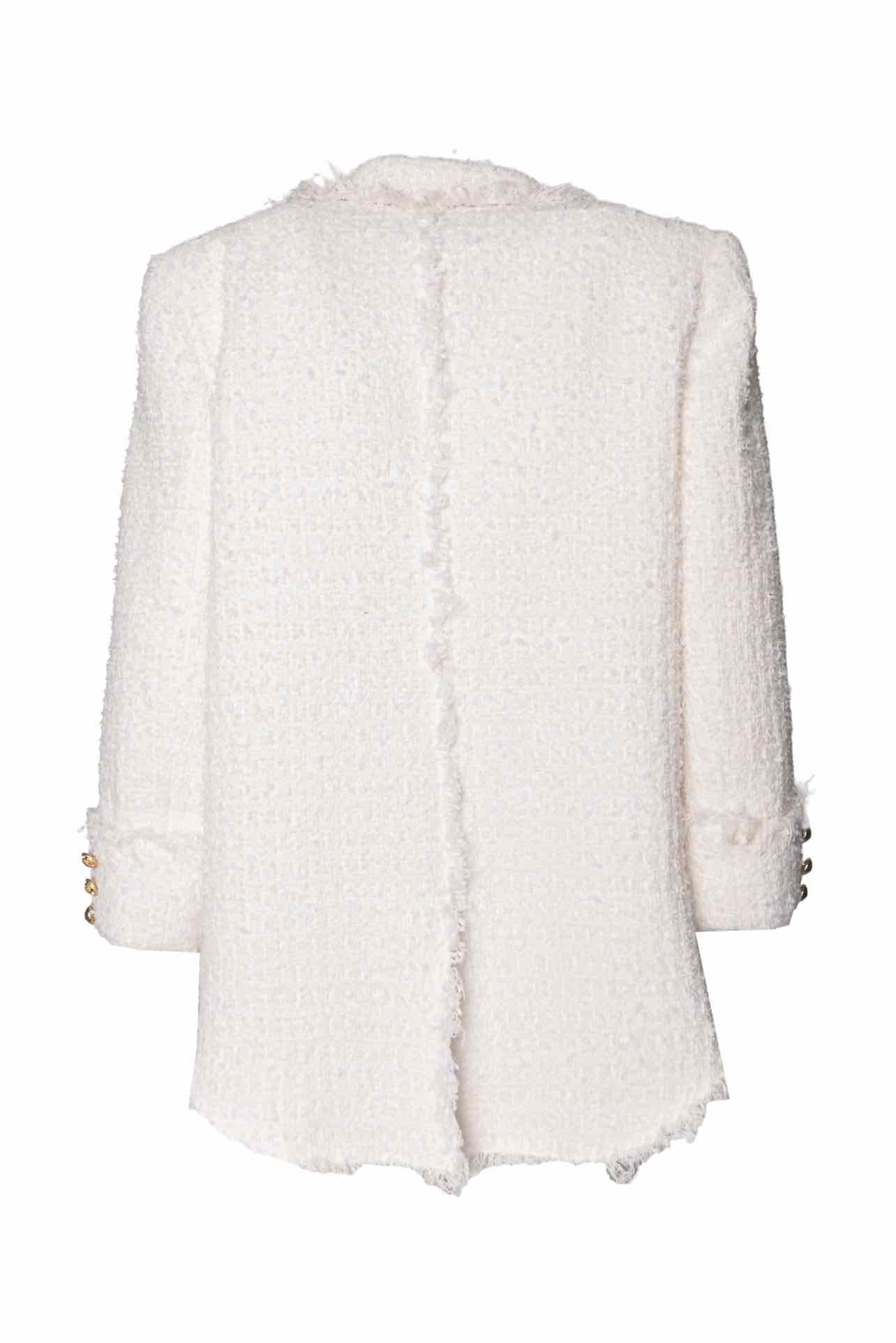 Balmain Size M/L Raw Edge Tweed Double-Breasted Jacket - Image 2