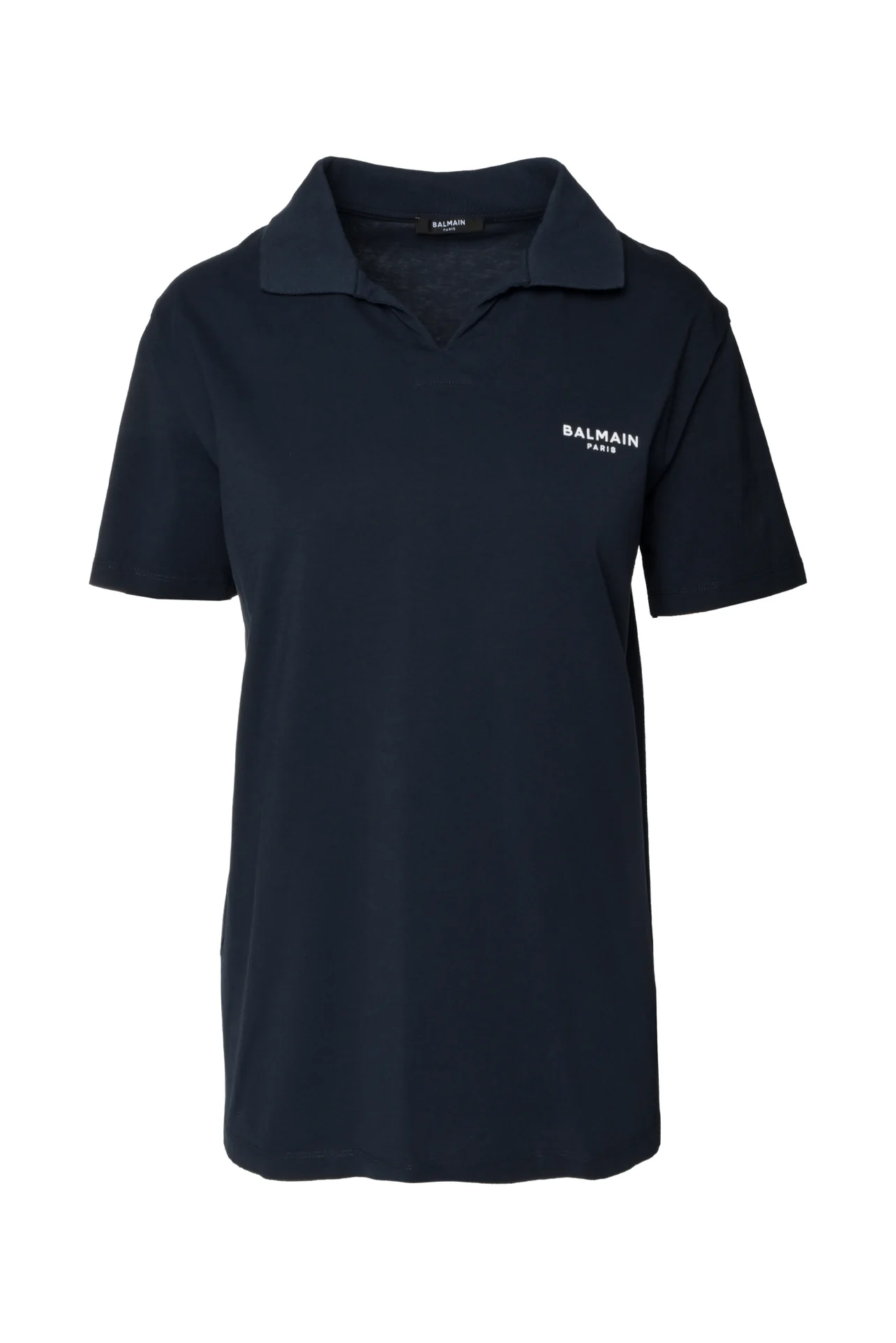 Balmain Size M Men's Flocked-Logo Cotton Jersey Polo Shirt