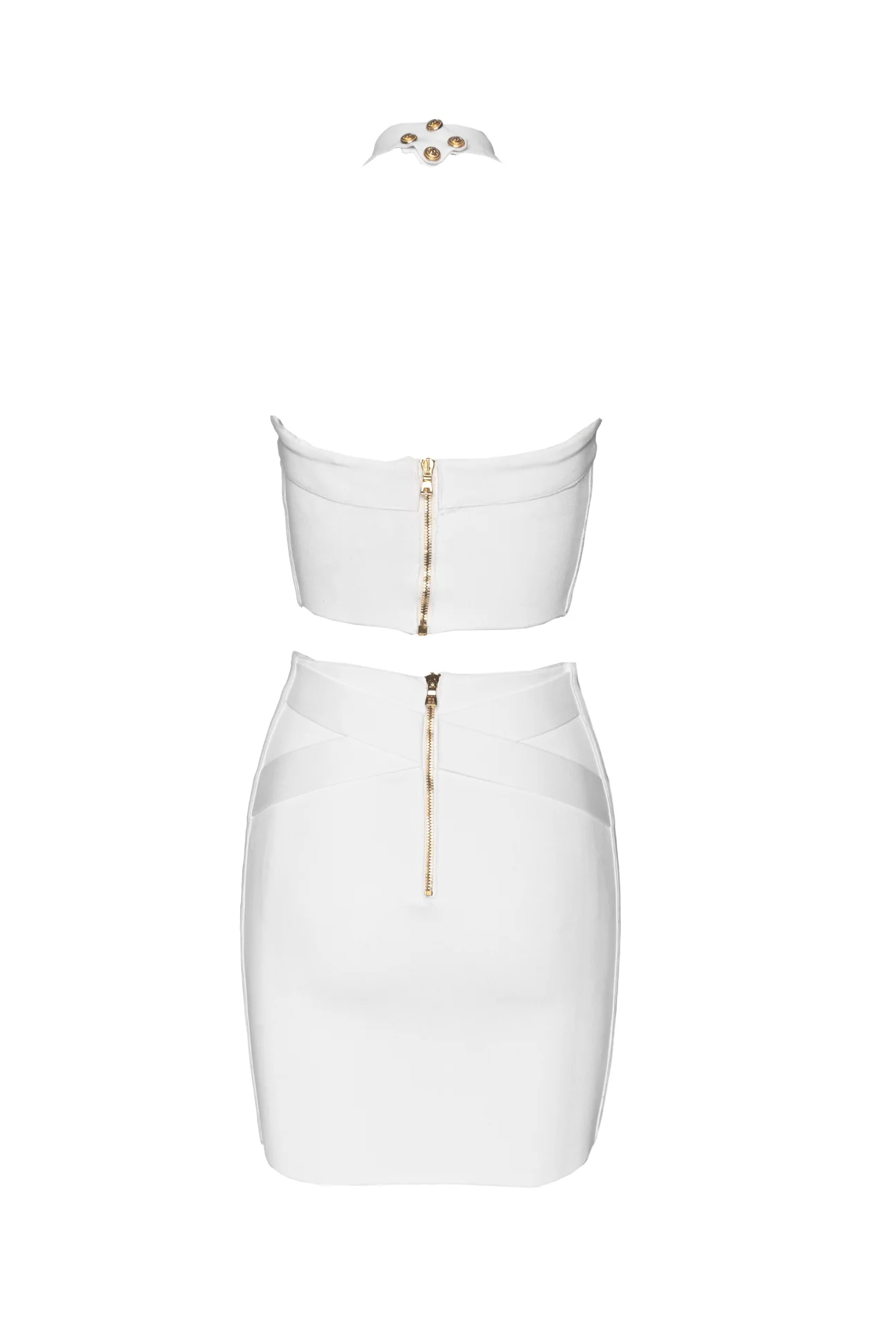 Balmain Size XS Bandage Halter Top & High Waisted Mini Skirt Set - Image 2