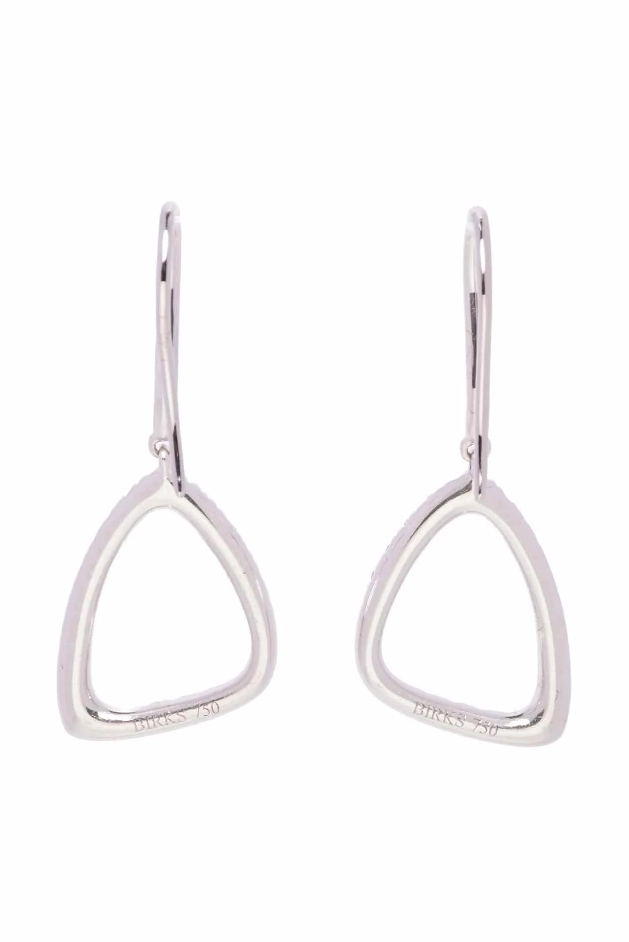 Birks 18k White Gold Diamond Dangle Earrings - Image 2