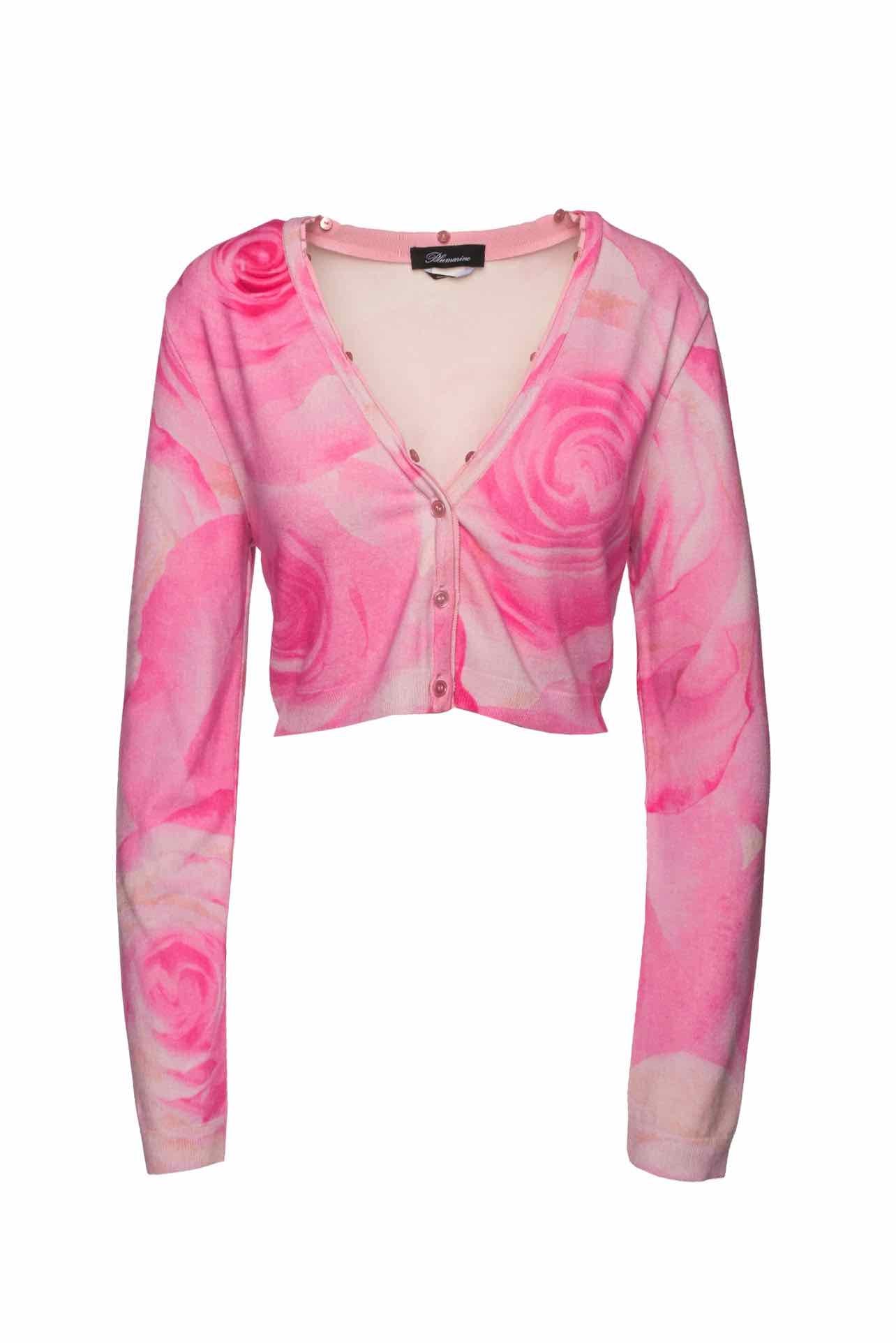 Blumarine Size 8 Floral Cropped Cardigan - Image 3