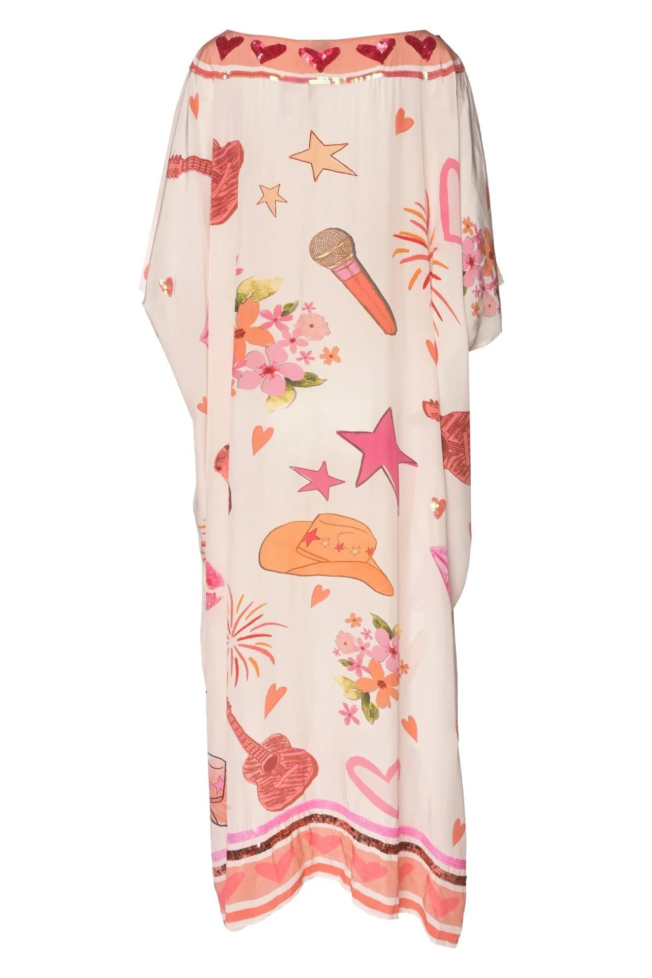 Bonita Collective Size OS Sequin Embellished Silk Blend Long Kaftan Dress - Image 2