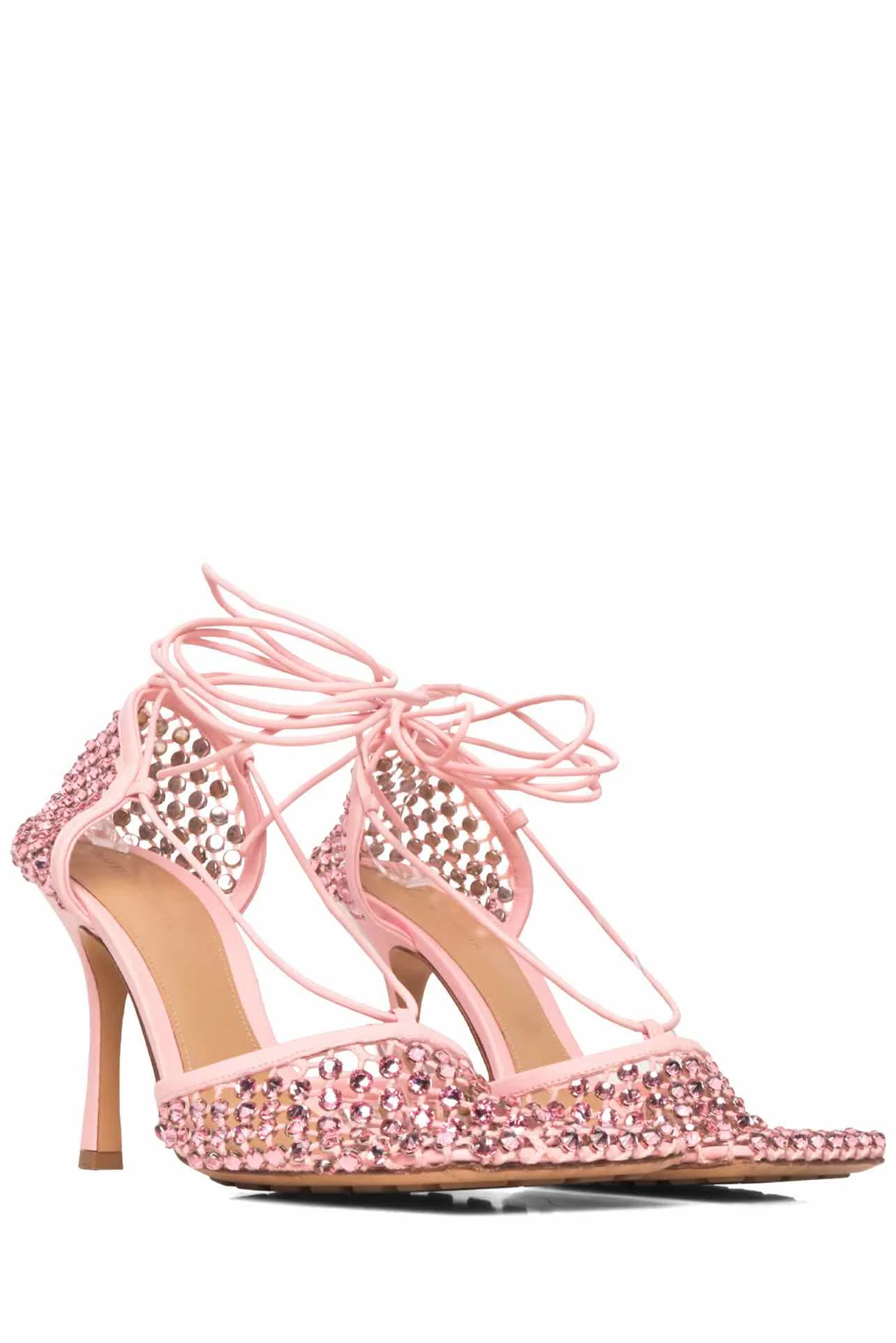 Bottega Veneta Size 41 Stretch Lace Up Crystal Sandals - Image 2