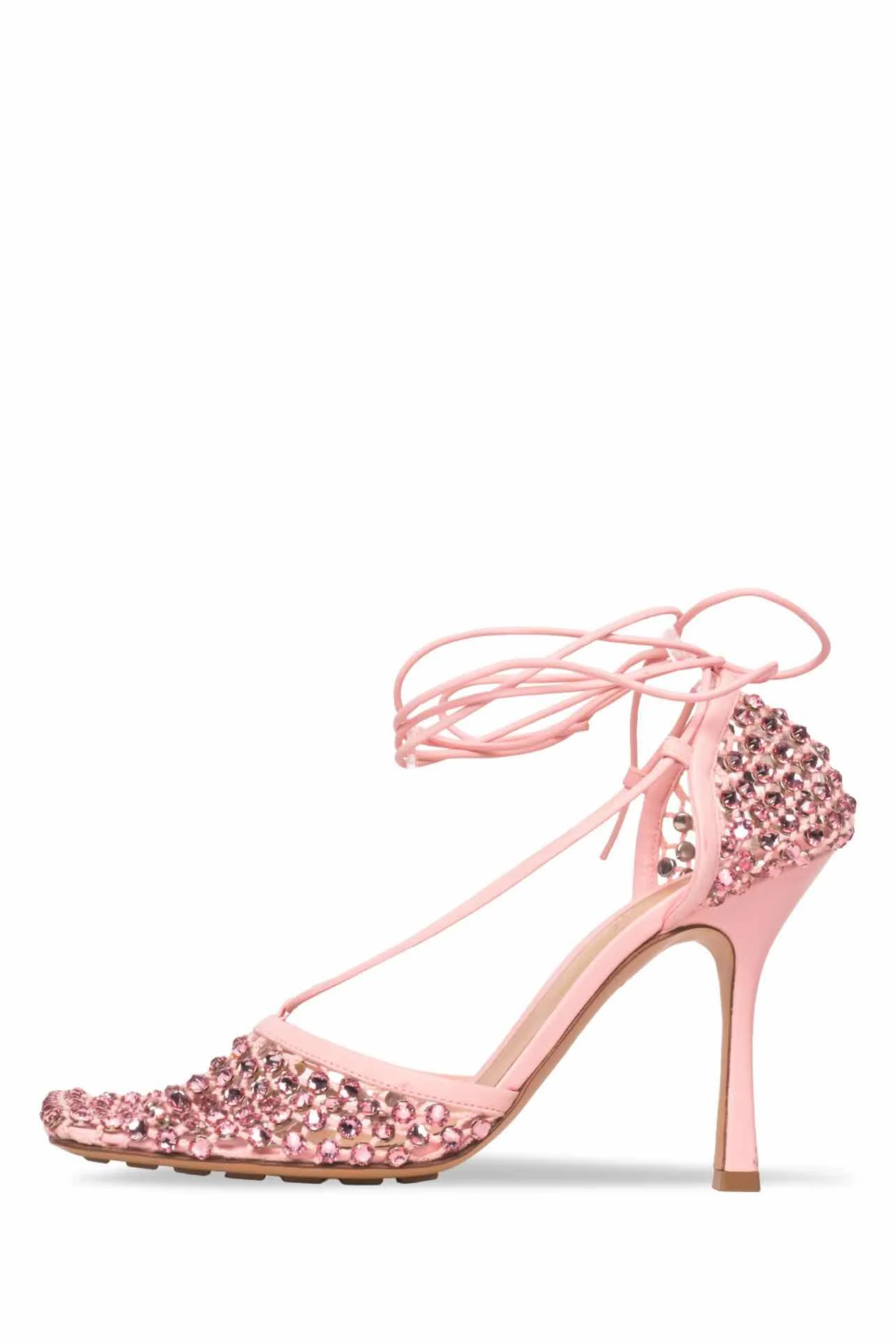 Bottega Veneta Size 41 Stretch Lace Up Crystal Sandals - Image 3