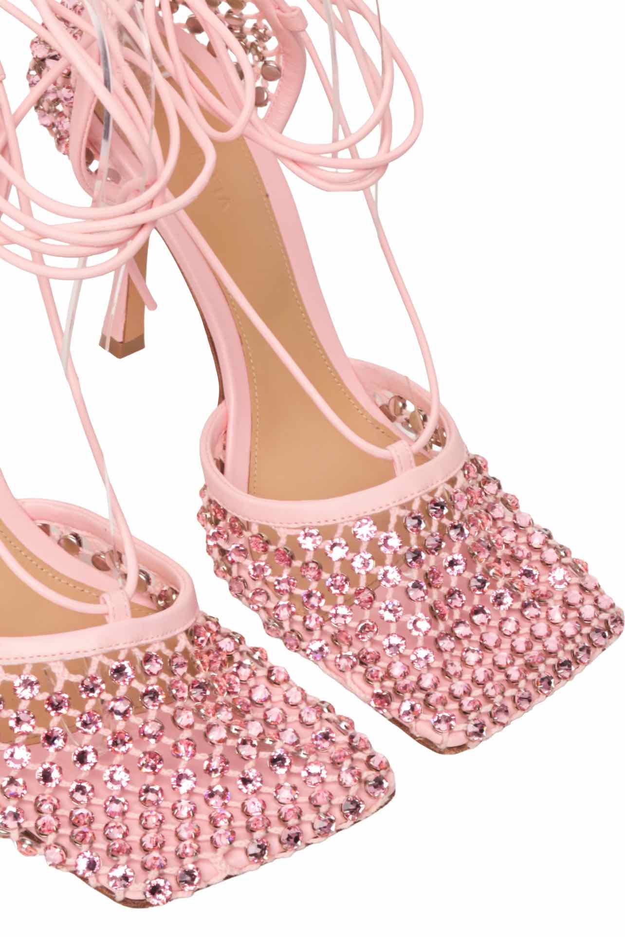 Bottega Veneta Size 41 Stretch Lace Up Crystal Sandals - Image 4