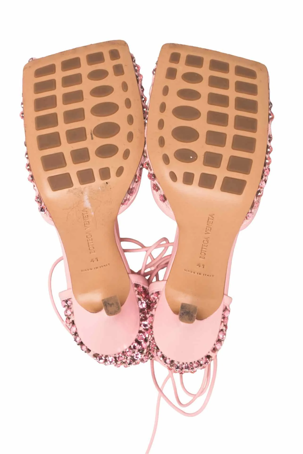 Bottega Veneta Size 41 Stretch Lace Up Crystal Sandals - Image 6