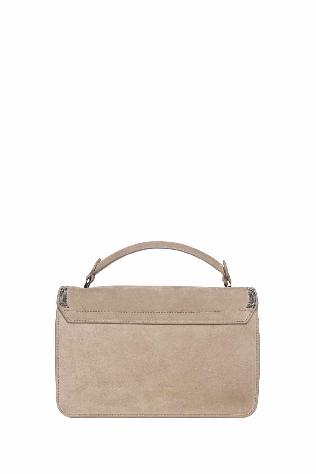 Brunello Cucinelli Monili Suede Soft Top Handle Bag - Image 3