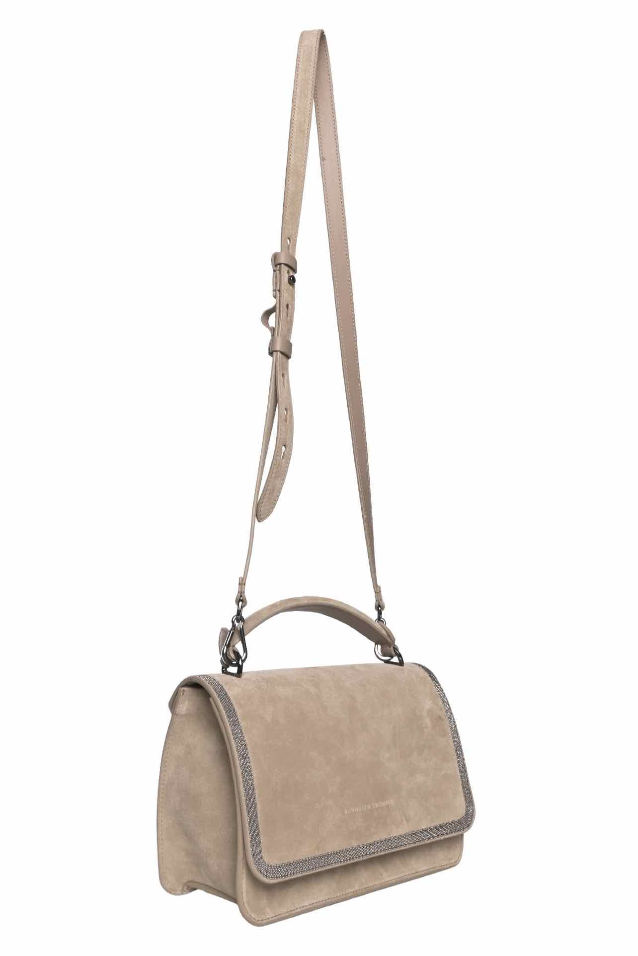 Brunello Cucinelli Monili Suede Soft Top Handle Bag - Image 6