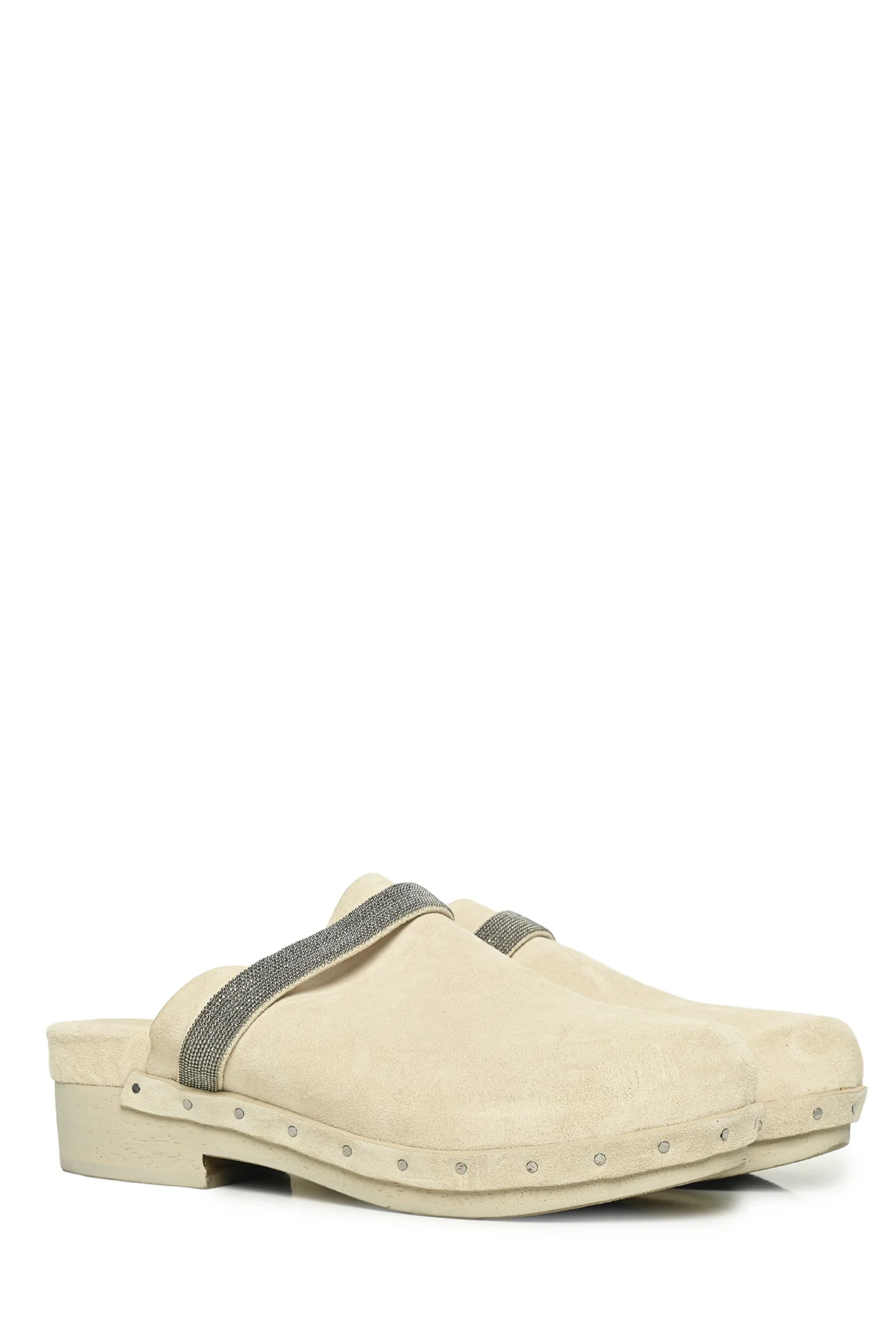 Brunello Cucinelli Size 36.5 Monili Suede Clogs - Image 2