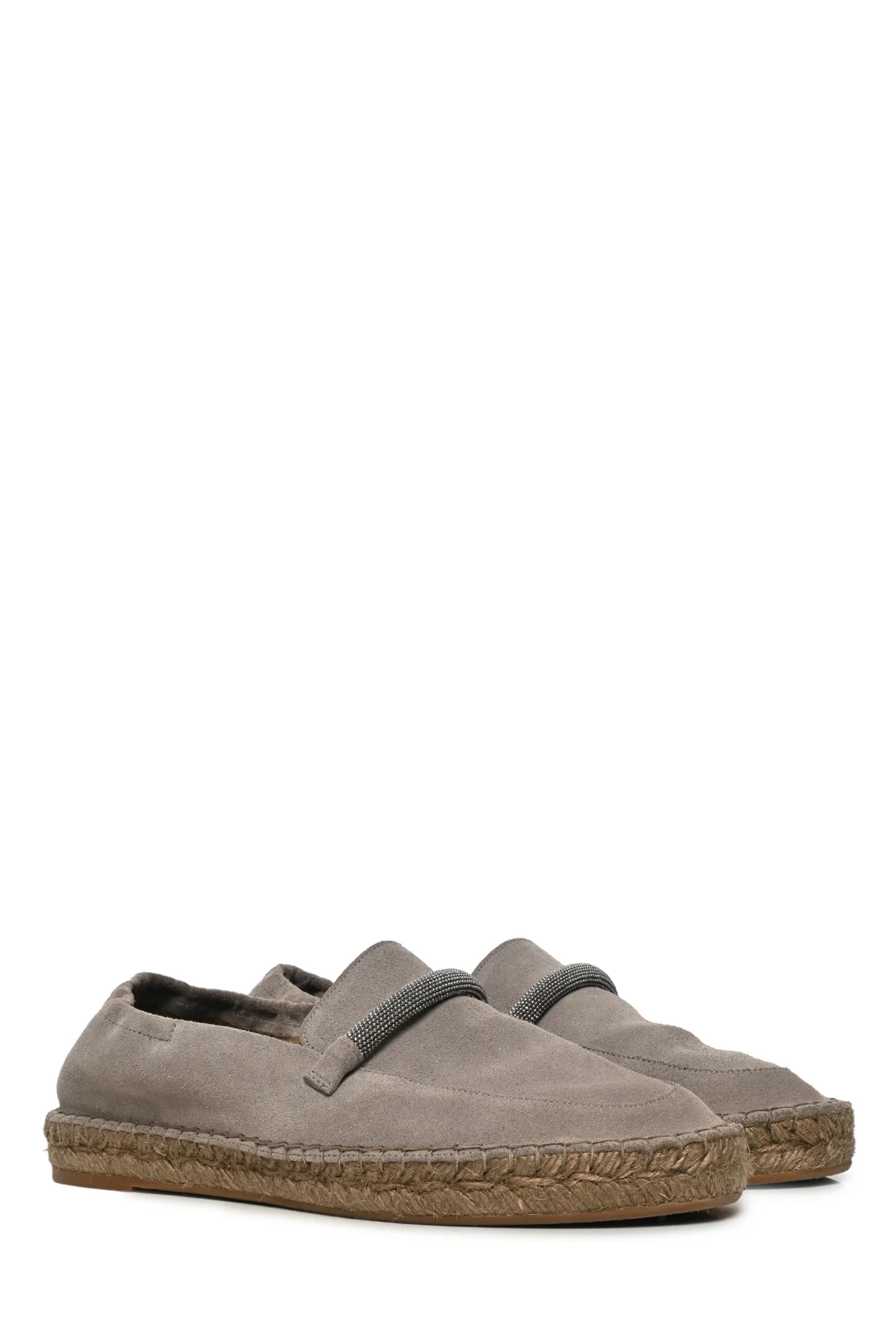 Brunello Cucinelli Size 38.5 Suede Monili Trim Espadrille Slip Ons - Image 2