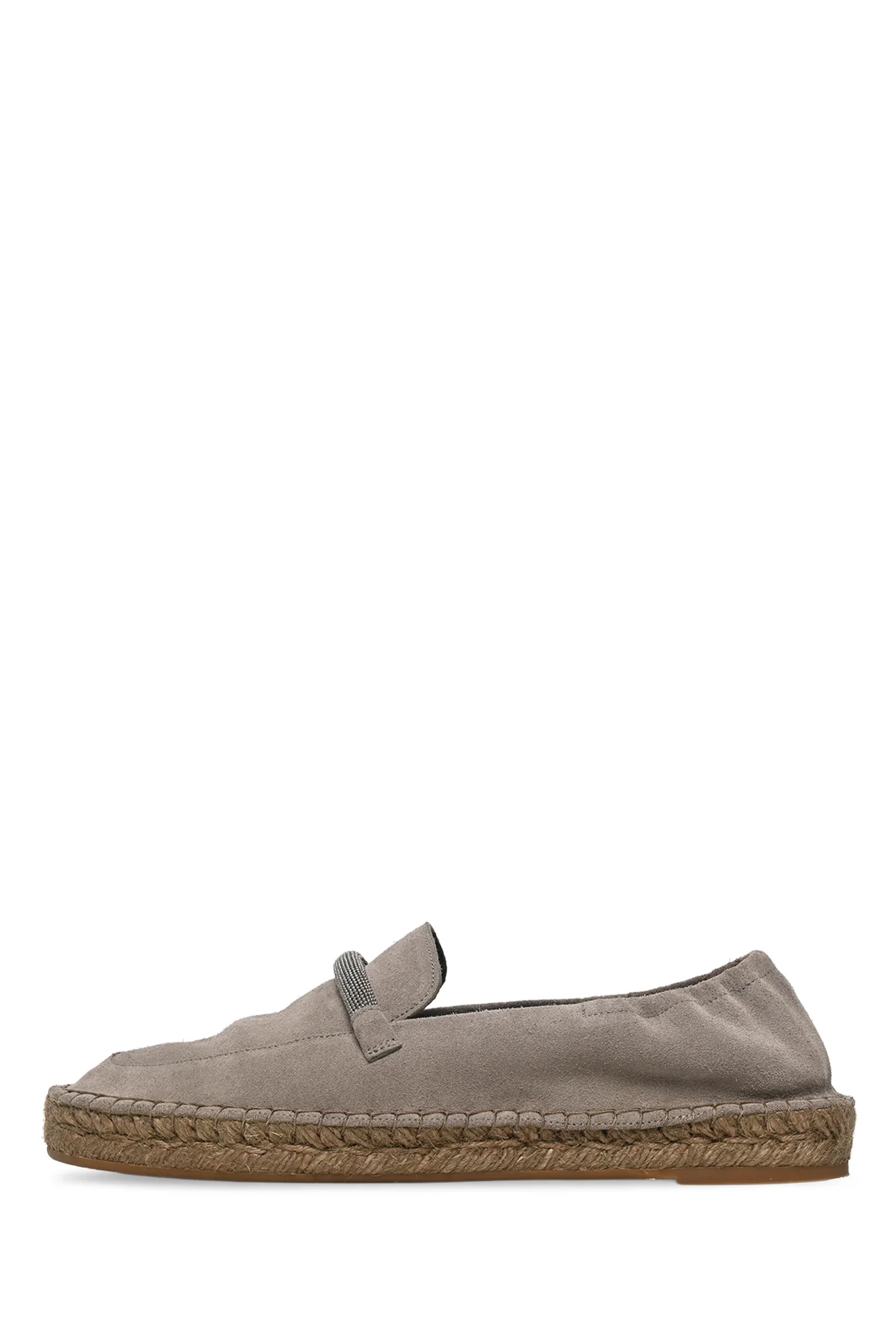 Brunello Cucinelli Size 38.5 Suede Monili Trim Espadrille Slip Ons - Image 3