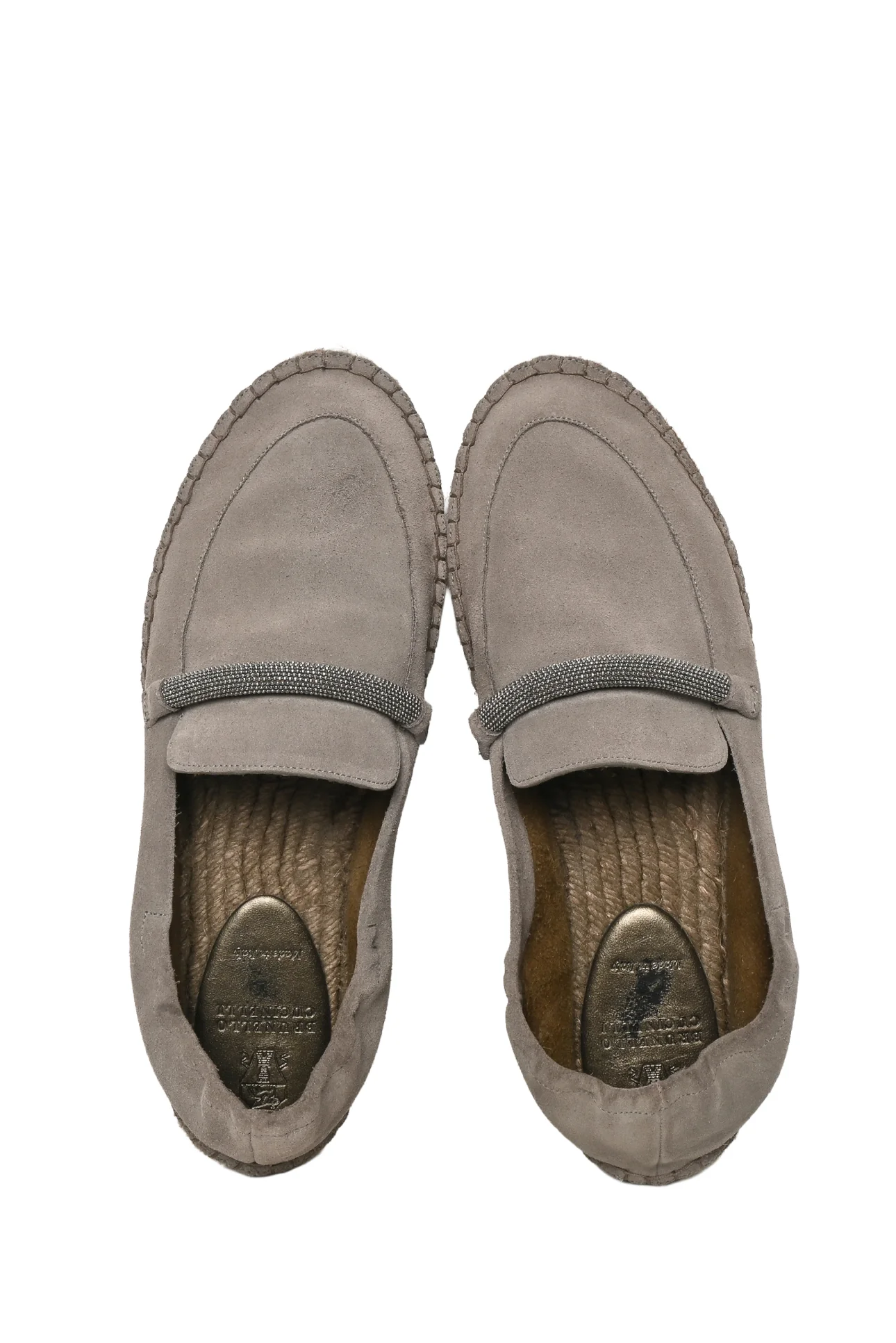 Brunello Cucinelli Size 38.5 Suede Monili Trim Espadrille Slip Ons - Image 5