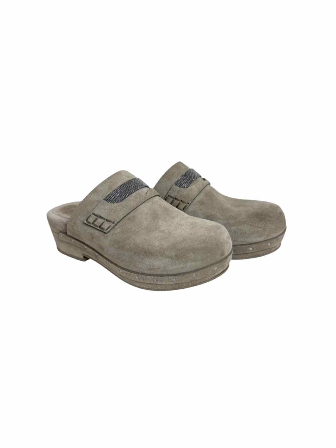 Brunello Cucinelli Size 38 Suede Studded Mules & Clogs - Image 2