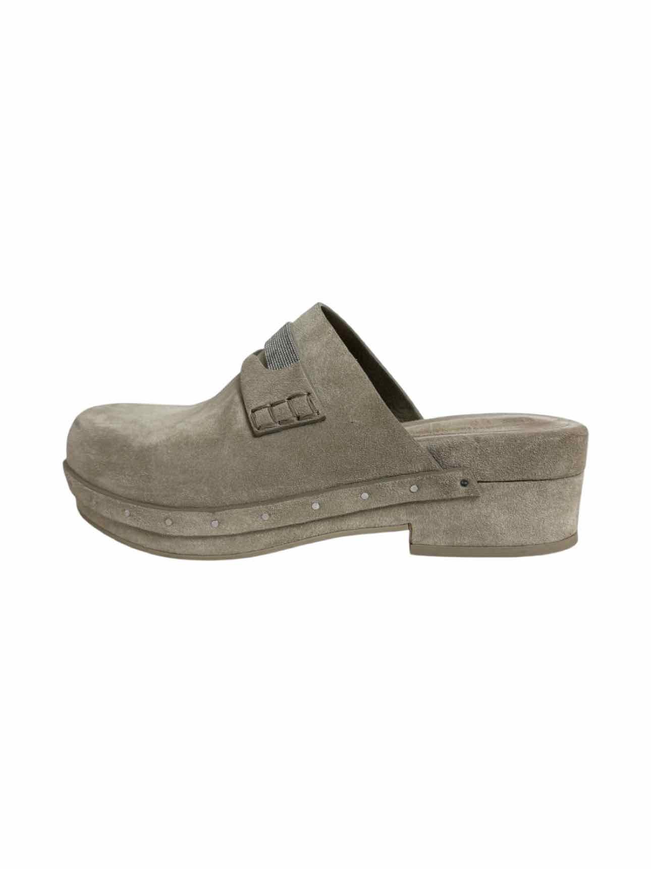 Brunello Cucinelli Size 38 Suede Studded Mules & Clogs - Image 3