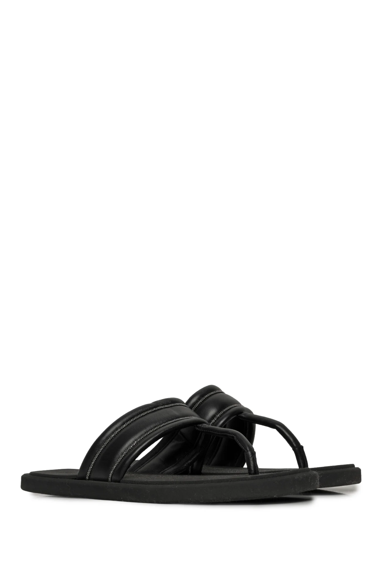 Brunello Cucinelli Size 39 Monili Trim Leather Flip Flops - Image 2