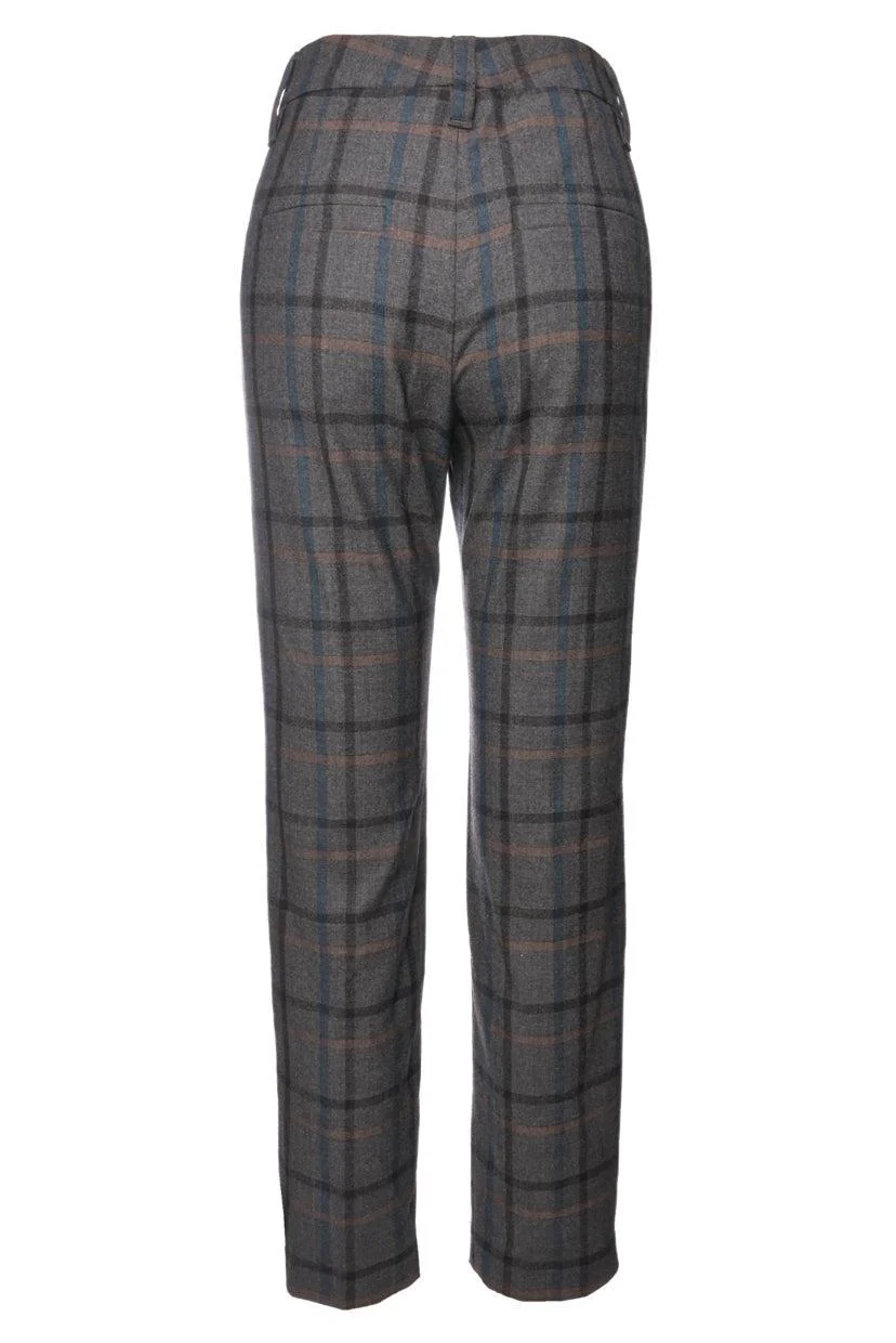 Brunello Cucinelli Size 4 Virgin Wool Plaid Trousers - Image 2