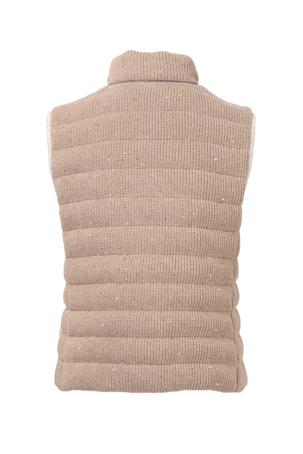Brunello Cucinelli Size 40 Sequin Embellished Knit Cotton Down Vest - Image 2