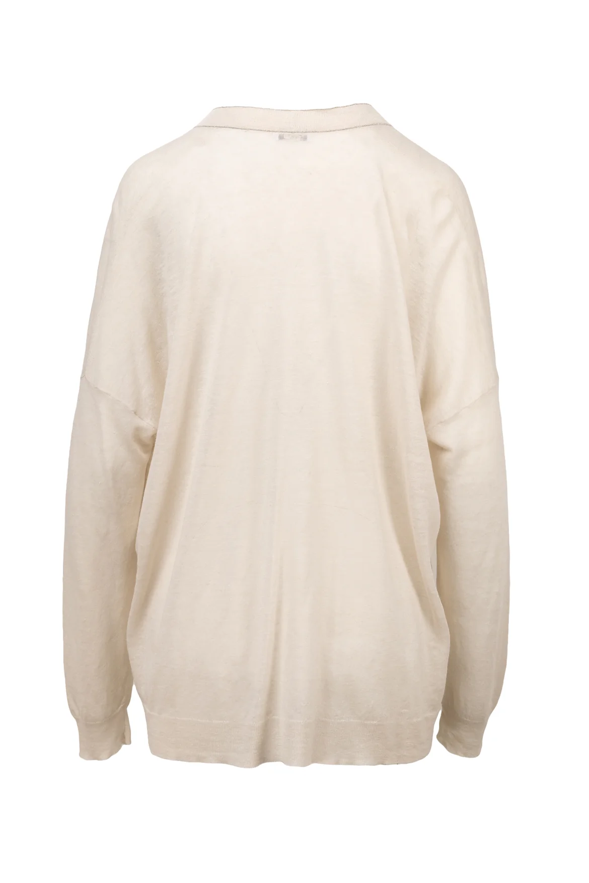 Brunello Cucinelli Size L Monili Trim Linen-Blend Cardigan - Image 2