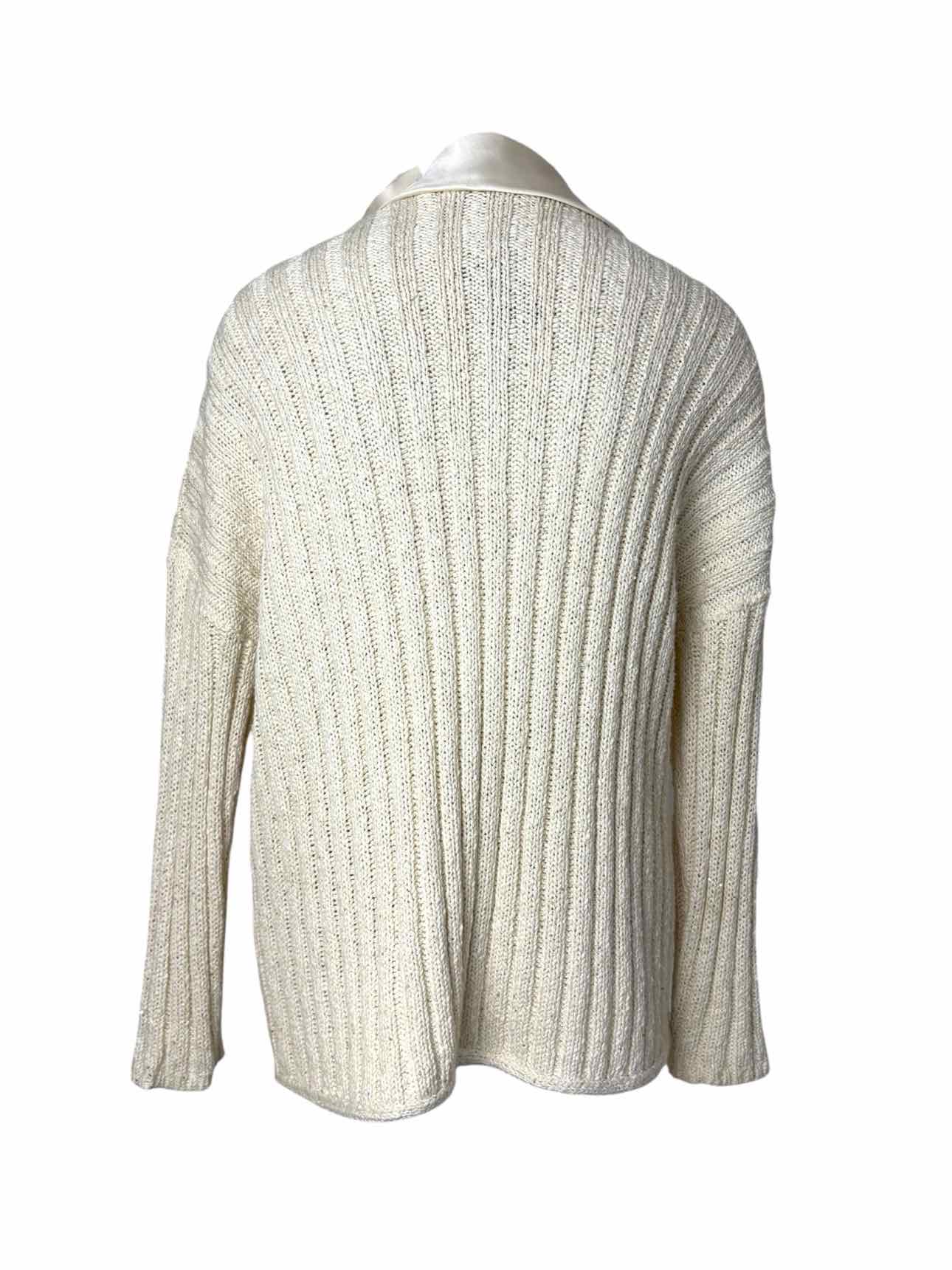 Brunello Cucinelli Size M Metallic Ribbed Cotton Blend Cardigan - Image 2