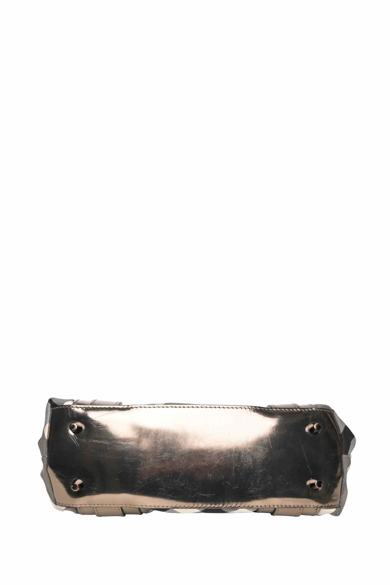 Burberry Beat Check Nylon & Metallic Patent Leather Victoria Tote - Image 4