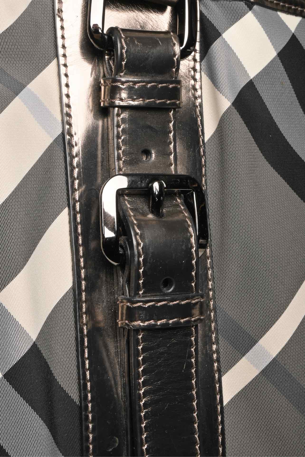 Burberry Beat Check Nylon & Metallic Patent Leather Victoria Tote - Image 5