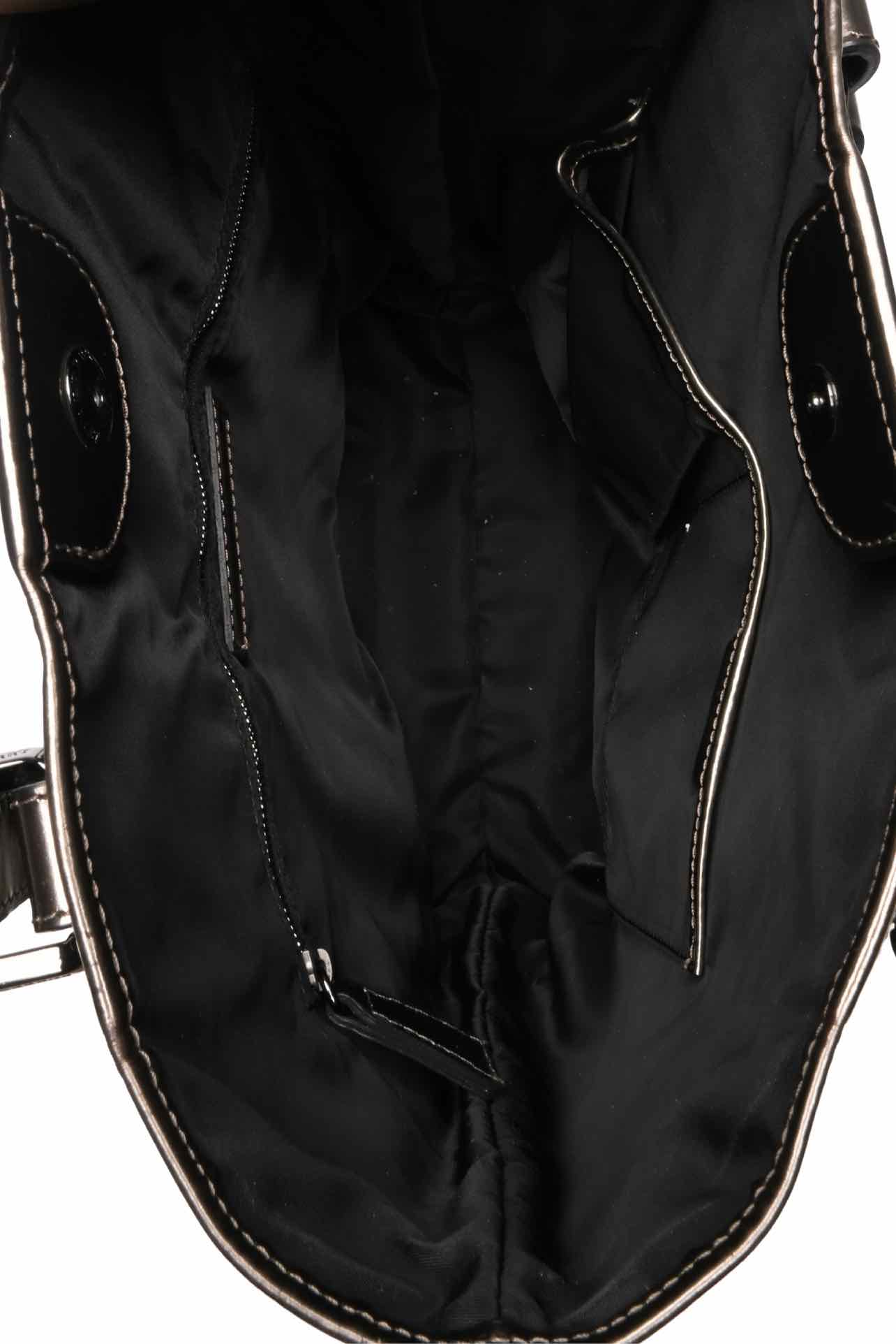 Burberry Beat Check Nylon & Metallic Patent Leather Victoria Tote - Image 6