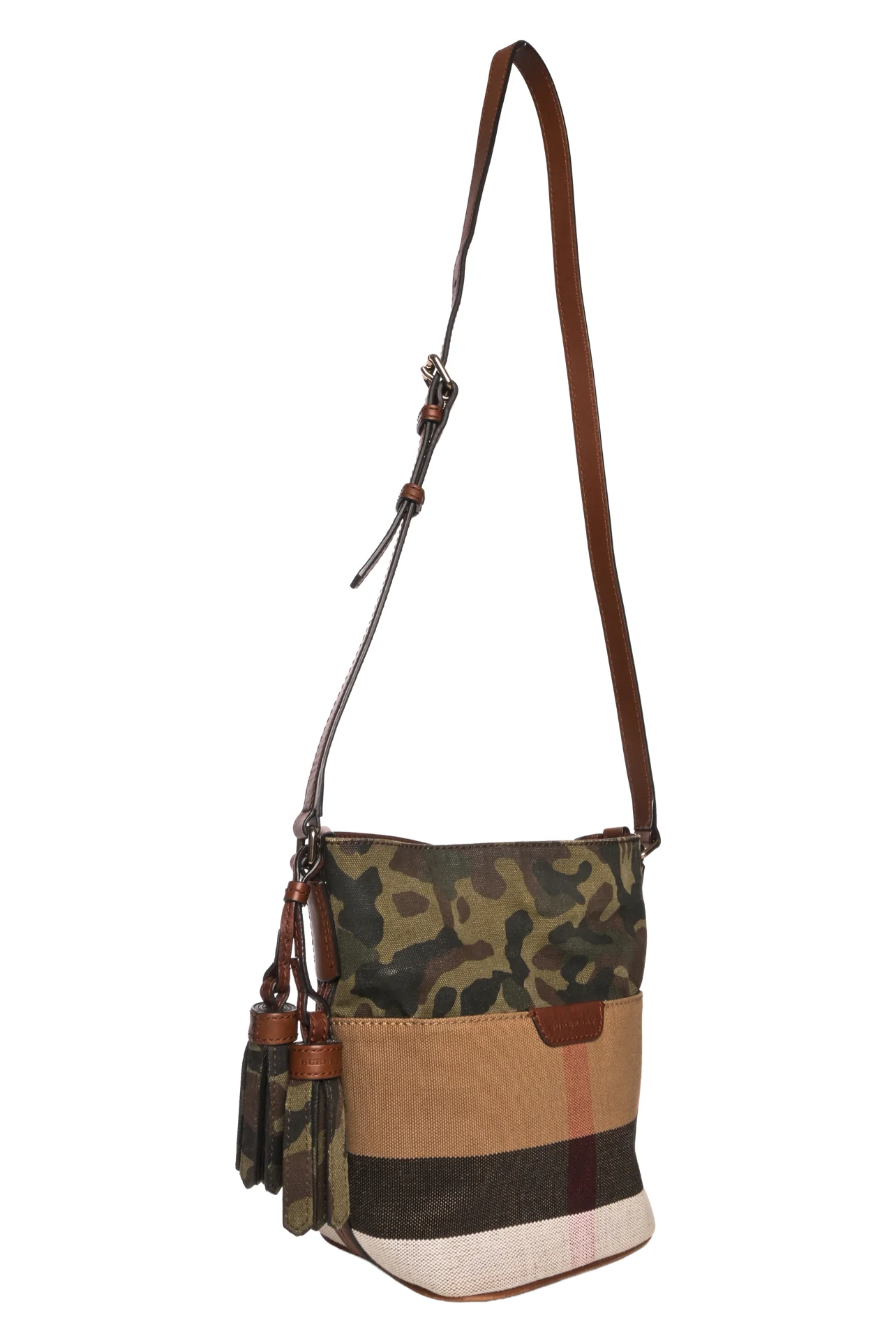Burberry Canvas Camouflage Ashby Bucket Bag Crossbody - Image 6