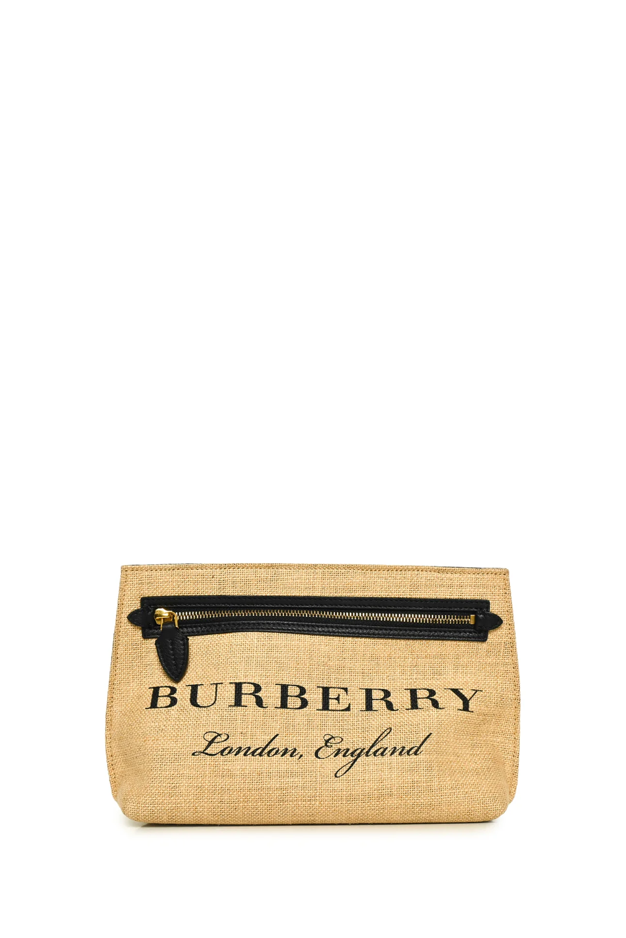 Burberry Logo Print Jute Clutch