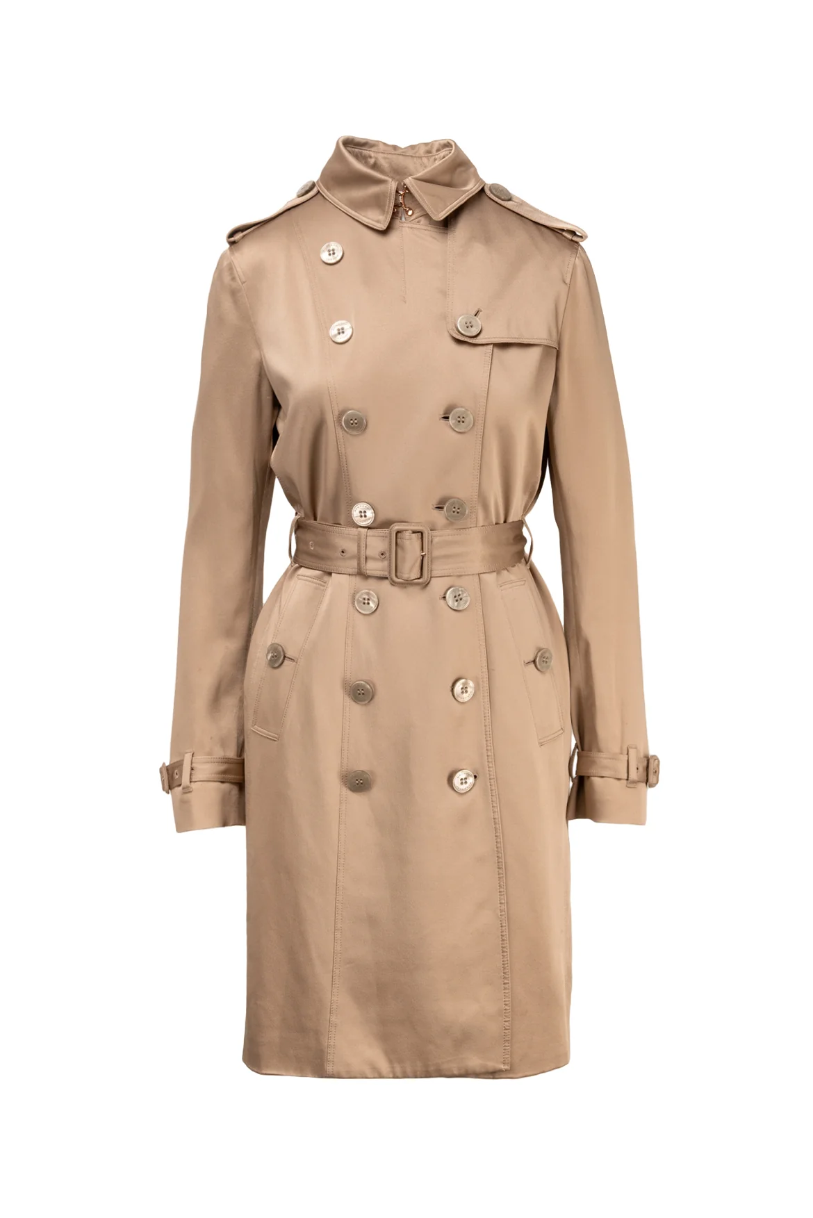 Burberry London Size 8 Silk Double Breasted Trench Coat