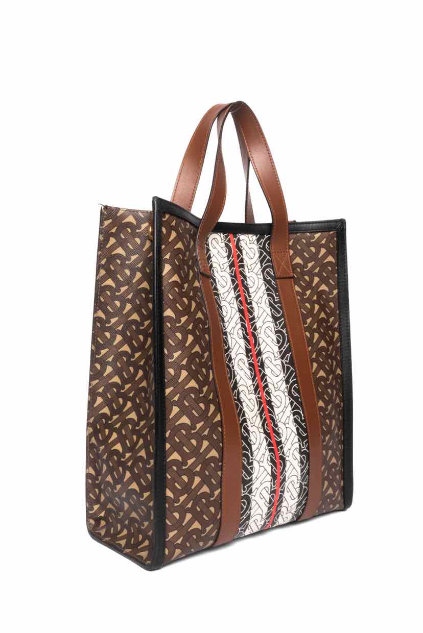 Burberry Monogram Stripe E-Canvas Portrait Tote Bag - Image 2