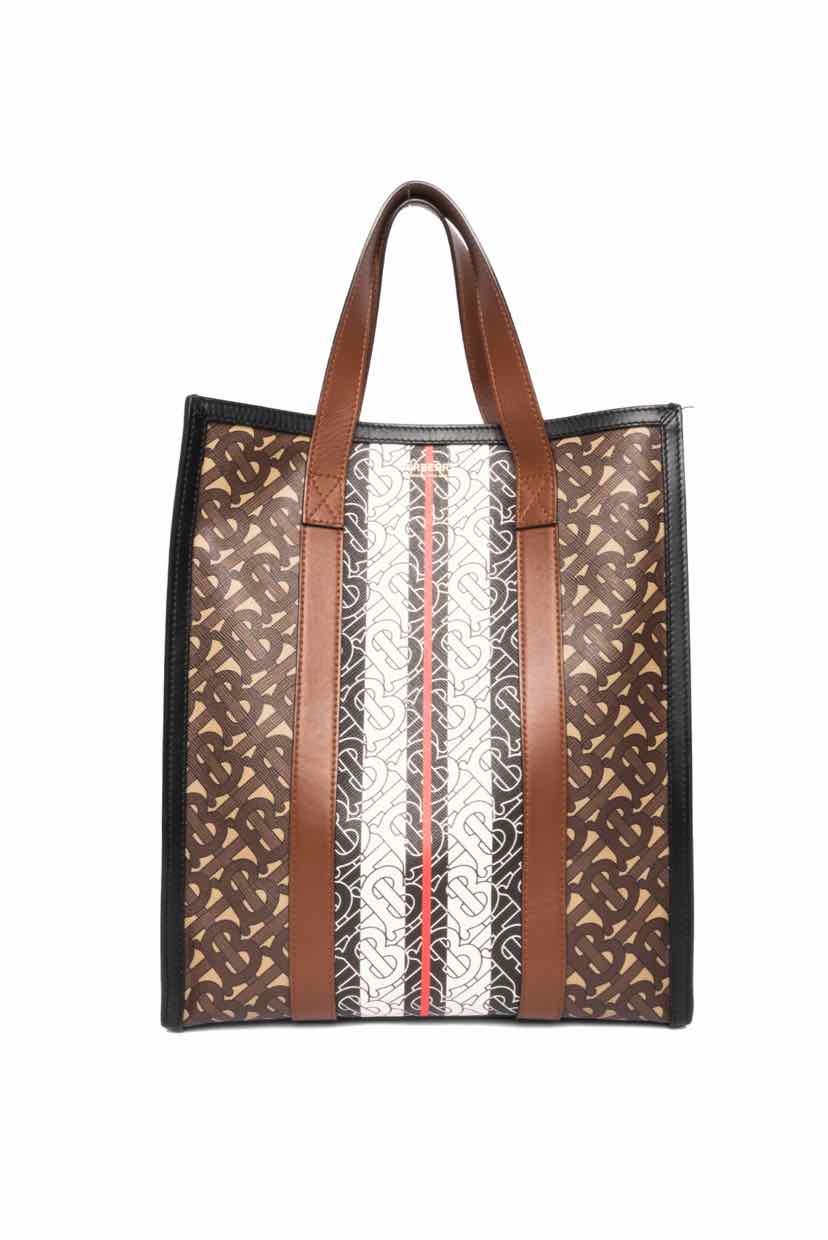 Burberry Monogram Stripe E-Canvas Portrait Tote Bag - Image 3