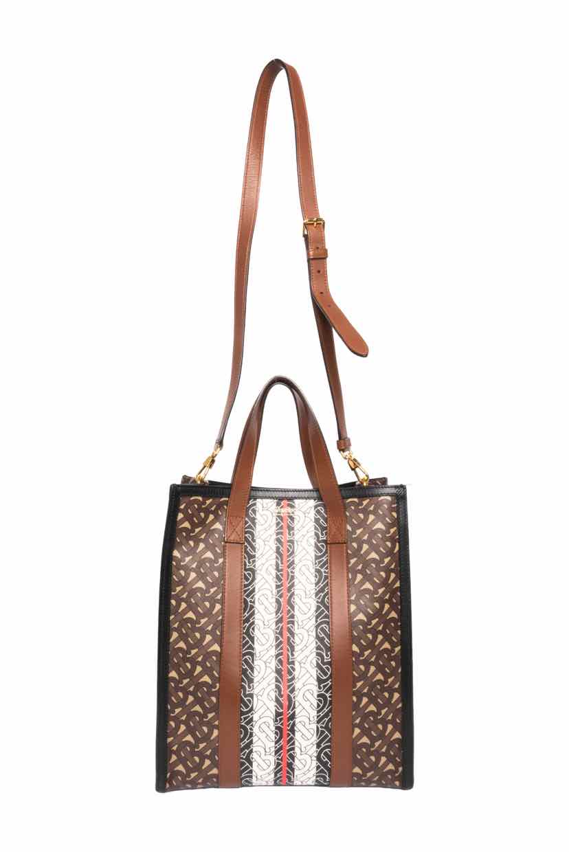 Burberry Monogram Stripe E-Canvas Portrait Tote Bag - Image 4