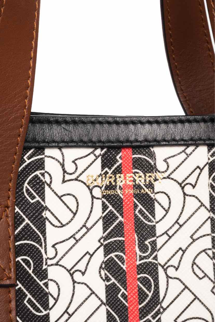 Burberry Monogram Stripe E-Canvas Portrait Tote Bag - Image 5