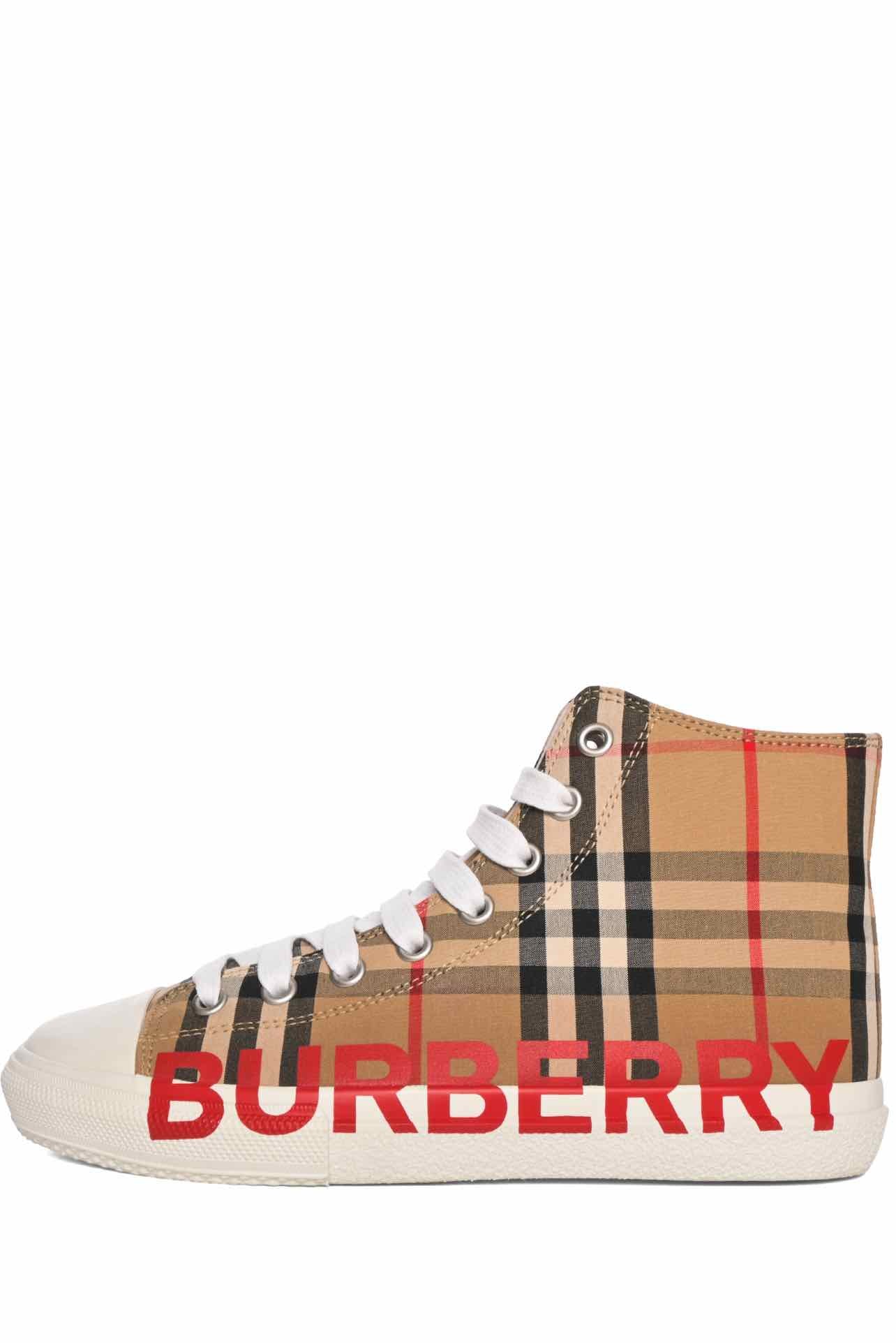 Burberry Size 35 Vintage Check Logo High-top Sneaker - Image 3