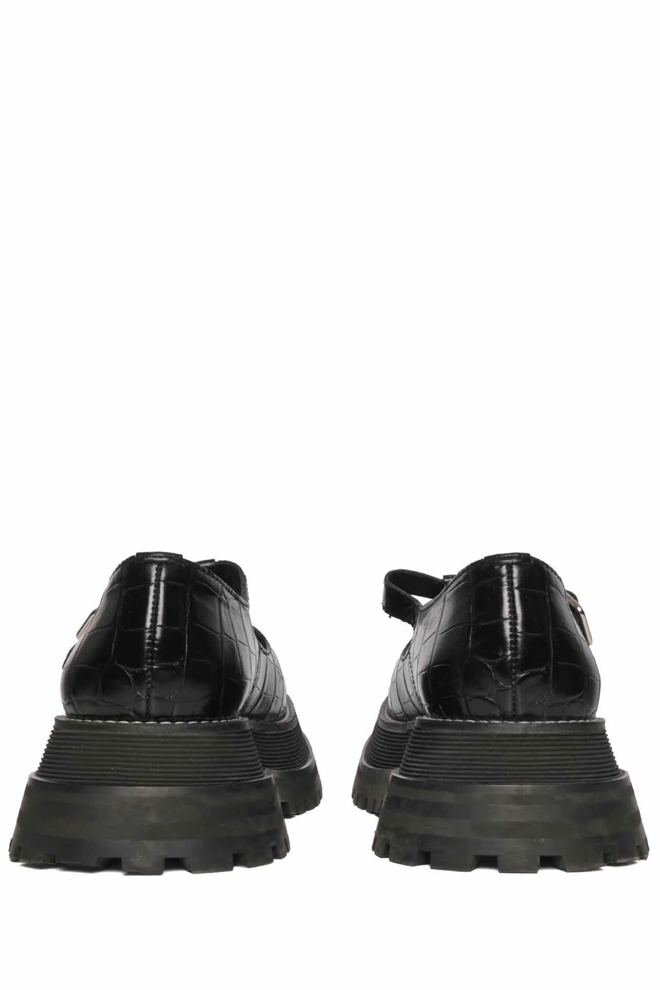 Burberry Size 37 Aldwych Croc Embossed Mary Jane Platform Leather Oxford Flats - Image 5